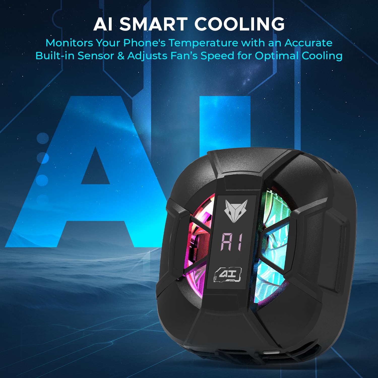 Evofox Hailstone Sense AI Magnetic Semiconductor Mobile Cooler | Smart AI,L1,L2,L3 Mode for Temperature Control |15W Freeze Cooling | for iPhone 12/13/14/15/16,17, iPads and Android Smartphones — Amazon image 2