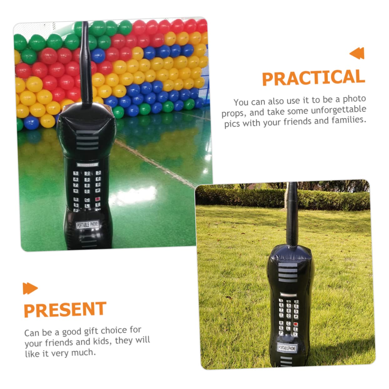 Toddmomy Large Inflatable Mobile Phone Props 2 Pieces Set 80s/90s Toy Decor for Parties Events Random
