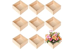 8 Pack Unfinished Wooden Boxes for Storage, Home Decor, Art Collectibles, Plants, and DIY