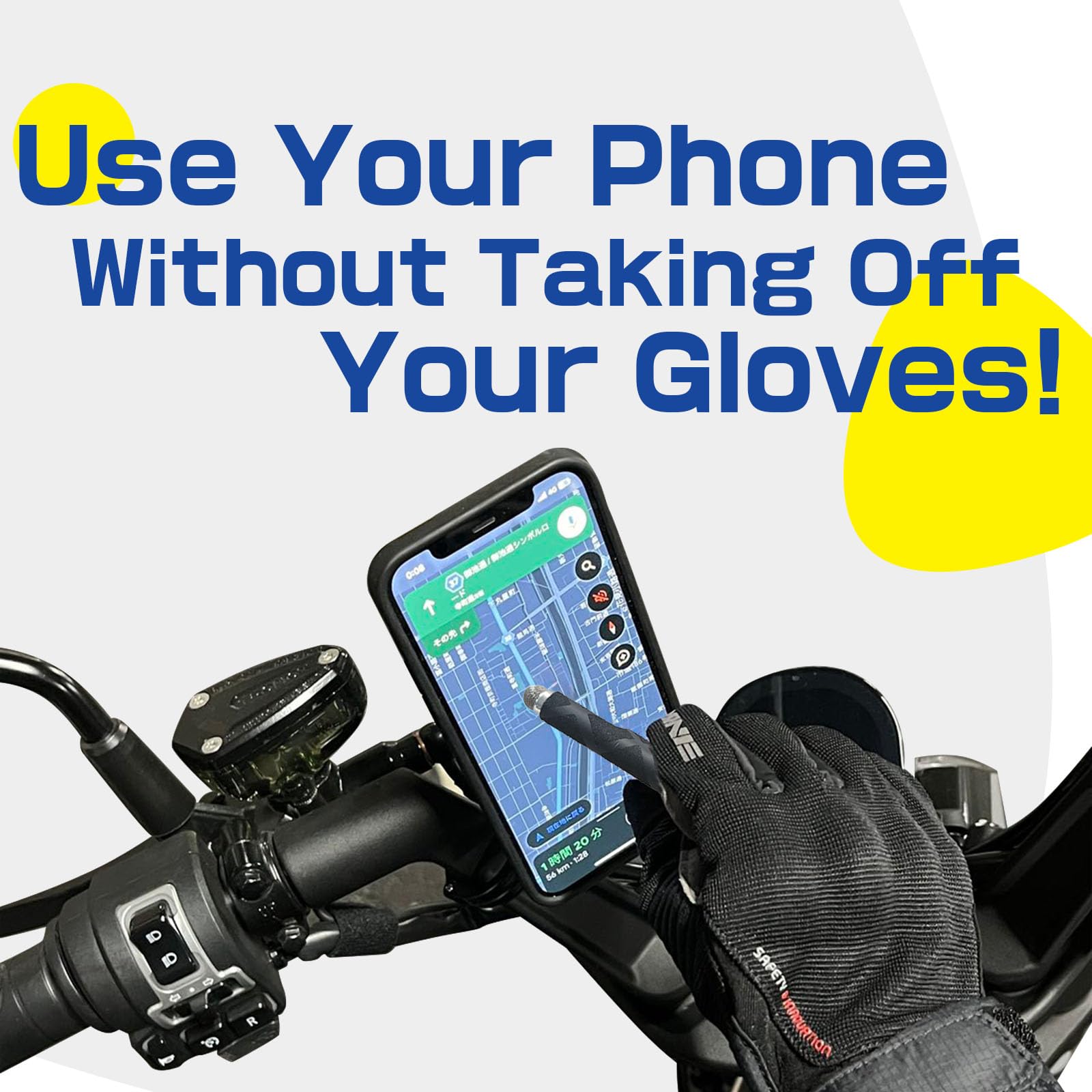 Motorrad Stylus Pen, Magnetischer Stylus, Phone Stylus für Motorrad, Handschuhfreundlicher Stift, Anti-Loss Band, Metallplatten, Ersatzspitzen, Schutzfolie, Motorradzubehör