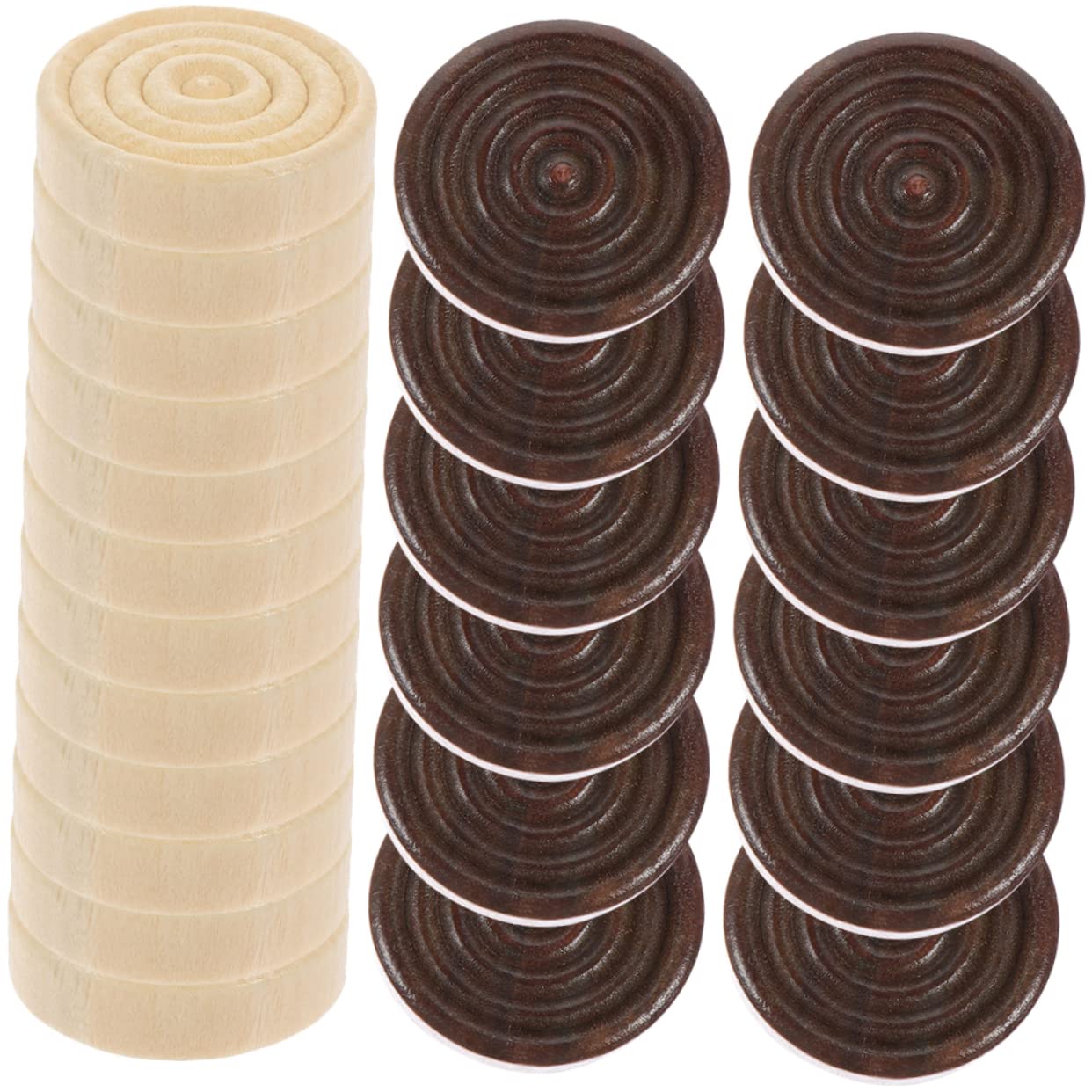VICASKY 24pcs Round Wooden Chess Pieces for Educational Game Pieces Large Checkers Set for Boys and Girls Adults