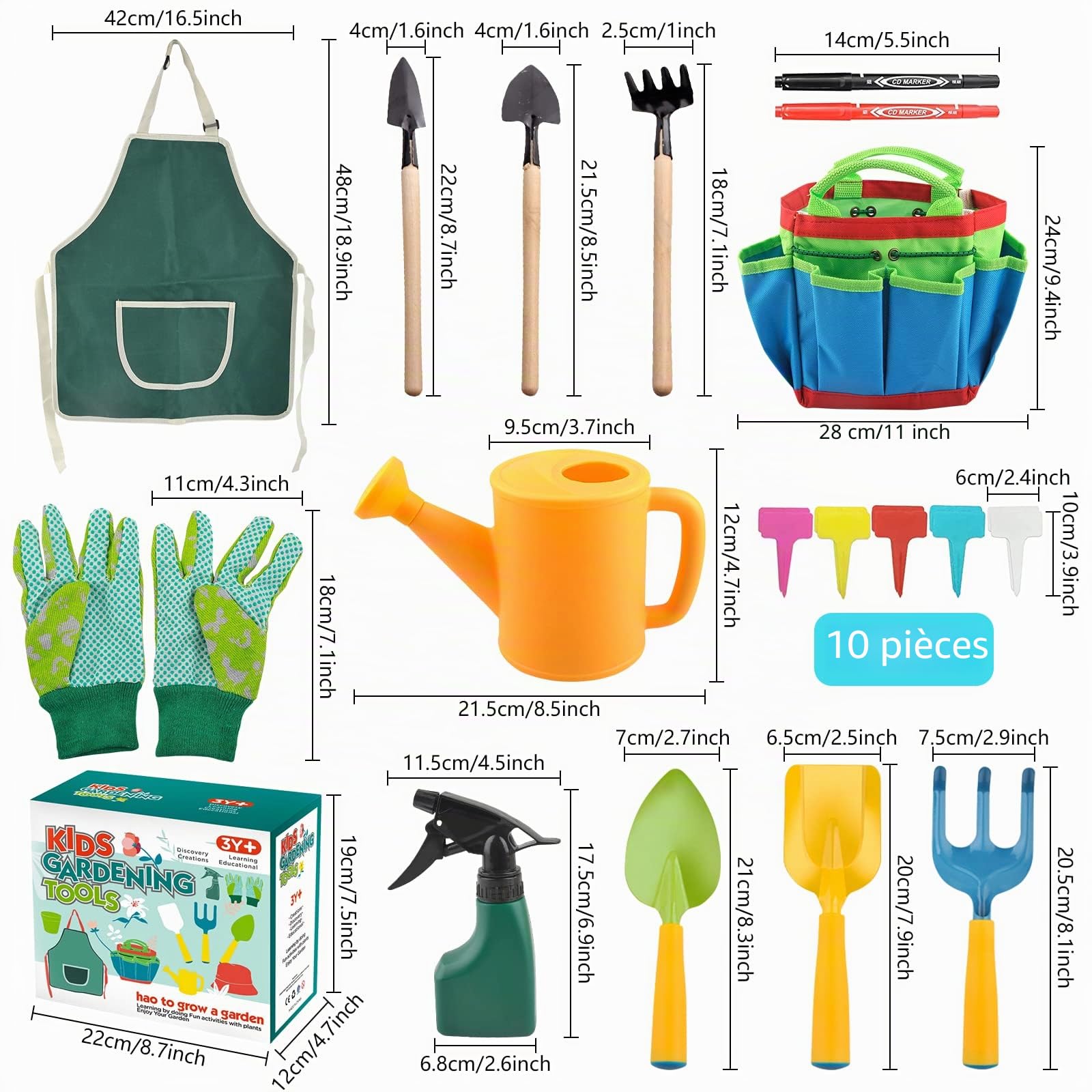 Outils de Jardinage, 23 pièces Outils de Jardin, Mini Jardinage Outils pour Pot de Jardin, Outils de Jardinage Avec XL Sac de Rangement, Arrosoir,Gants de, Cadeaux de kit Jardinage pour Homme et Femme
