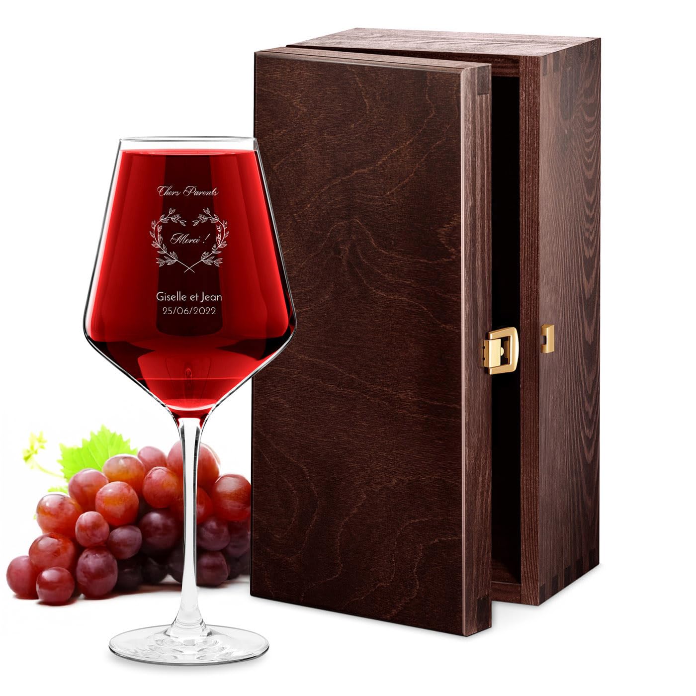 Maverton 2 Verres à Vin en Cristal - 350 ml - Verres Personnalisés pour le couple marié - Cadeau d'anniversaire pour chaque Couple - Petite Verre pour parents - Grands-parents