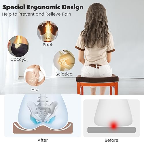 Miniatura 4 de Giantex Paquete de 10 cojines de espuma viscoelástica para silla, de 18 x 18 x 2 pulgadas, con funda de terciopelo y parte inferior antideslizante,