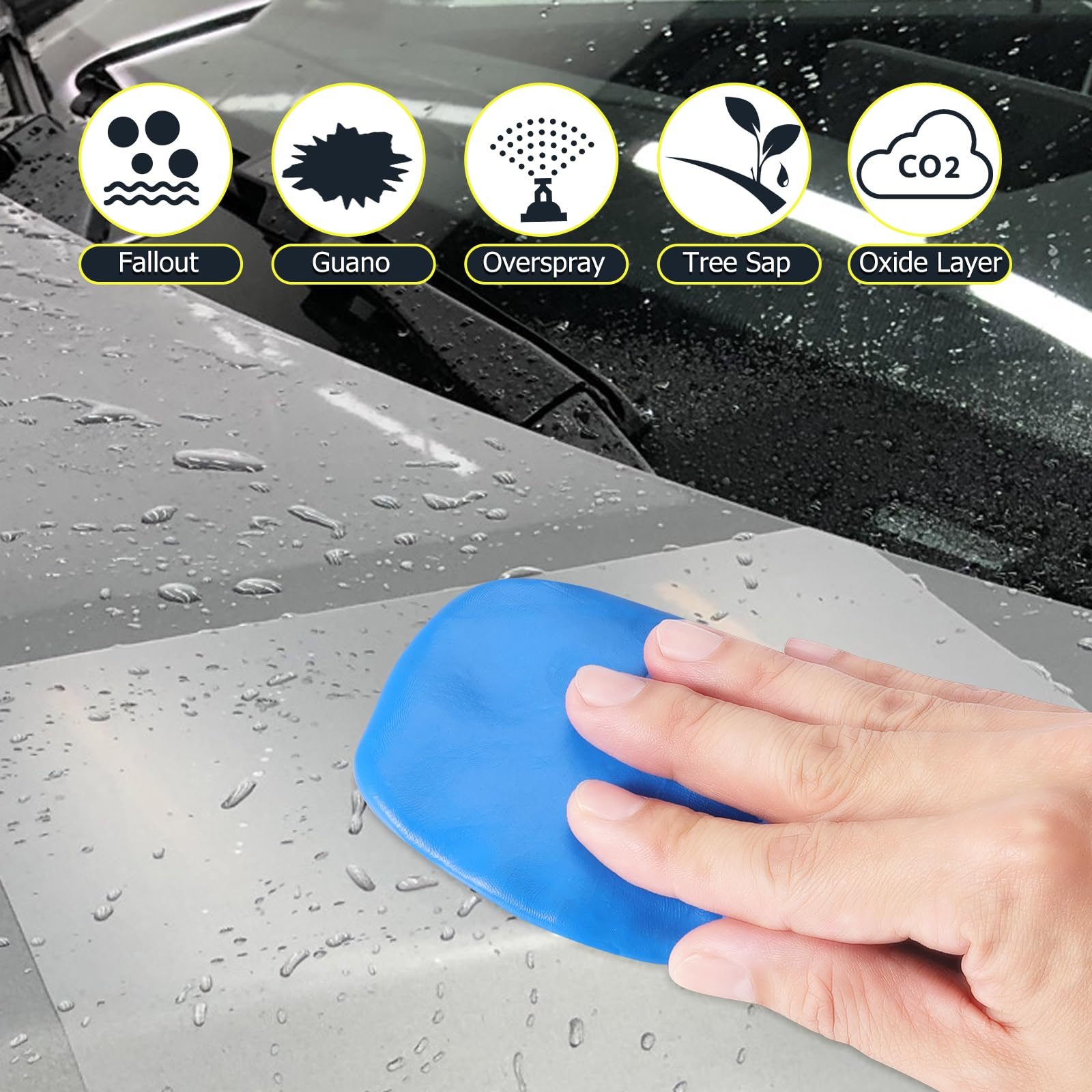 Barra de arcilla para coche, 4 unidades, 400 g, Auto Car Clay Bar Bares de arcilla limpios para limpieza de coche, descontaminación del coche, cuidado de la pintura y limpieza del vidrio (1, azul)
