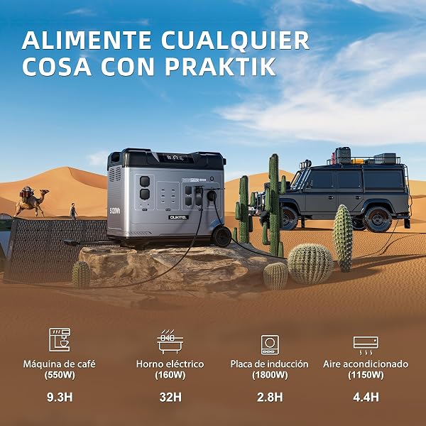 OUKITEL P5000 Pro Estacion de Energia Portatil 4000W, 5120Wh Generador Solar, Batería LiFePO4, Carga Rápida en 2.2 h, 15 Porte, Power Station para Camping, Caravana y Emergencias - 5
