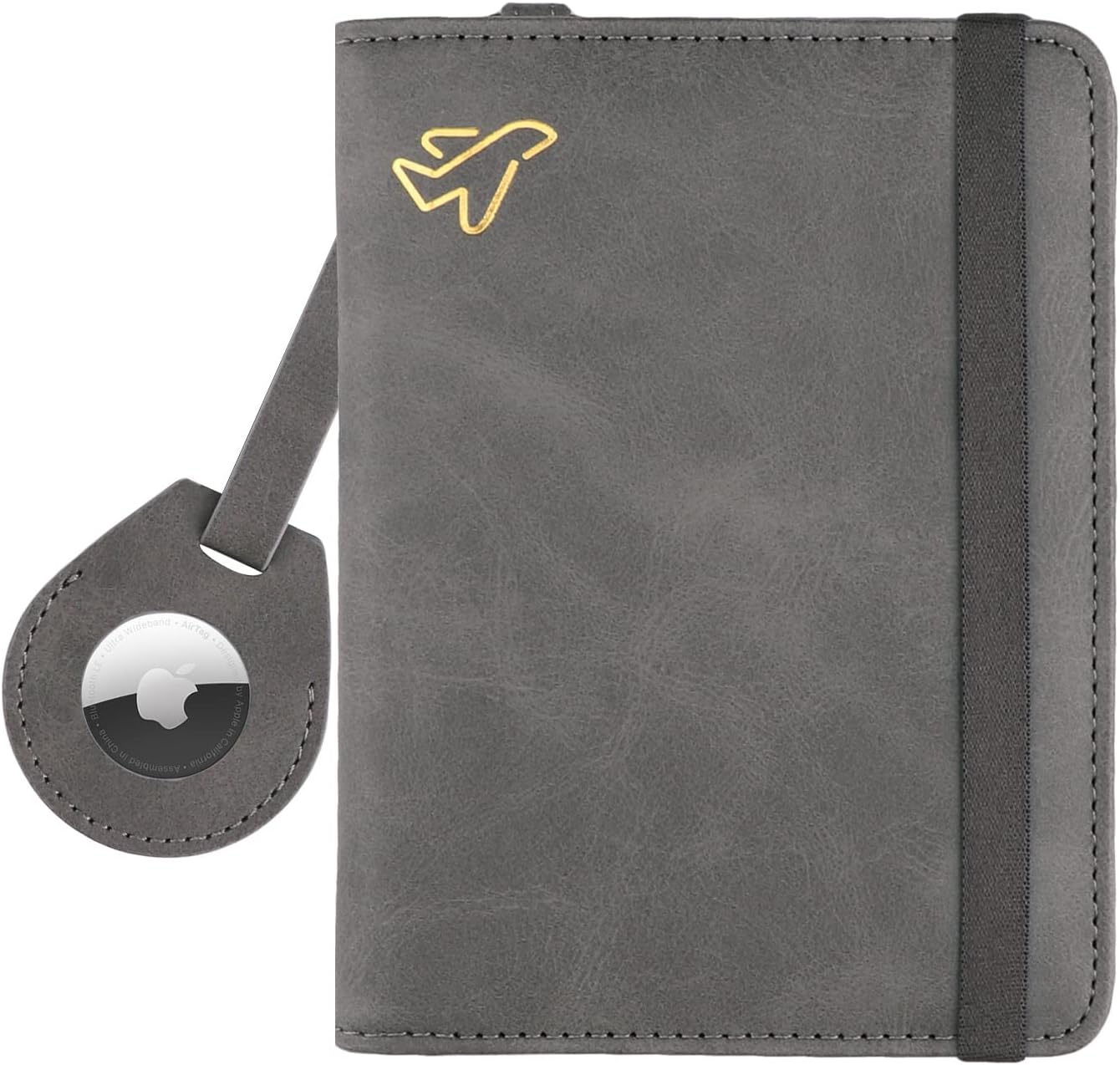 WALNEW AirTag Passport Holder, PU Leather Airtag Wallet