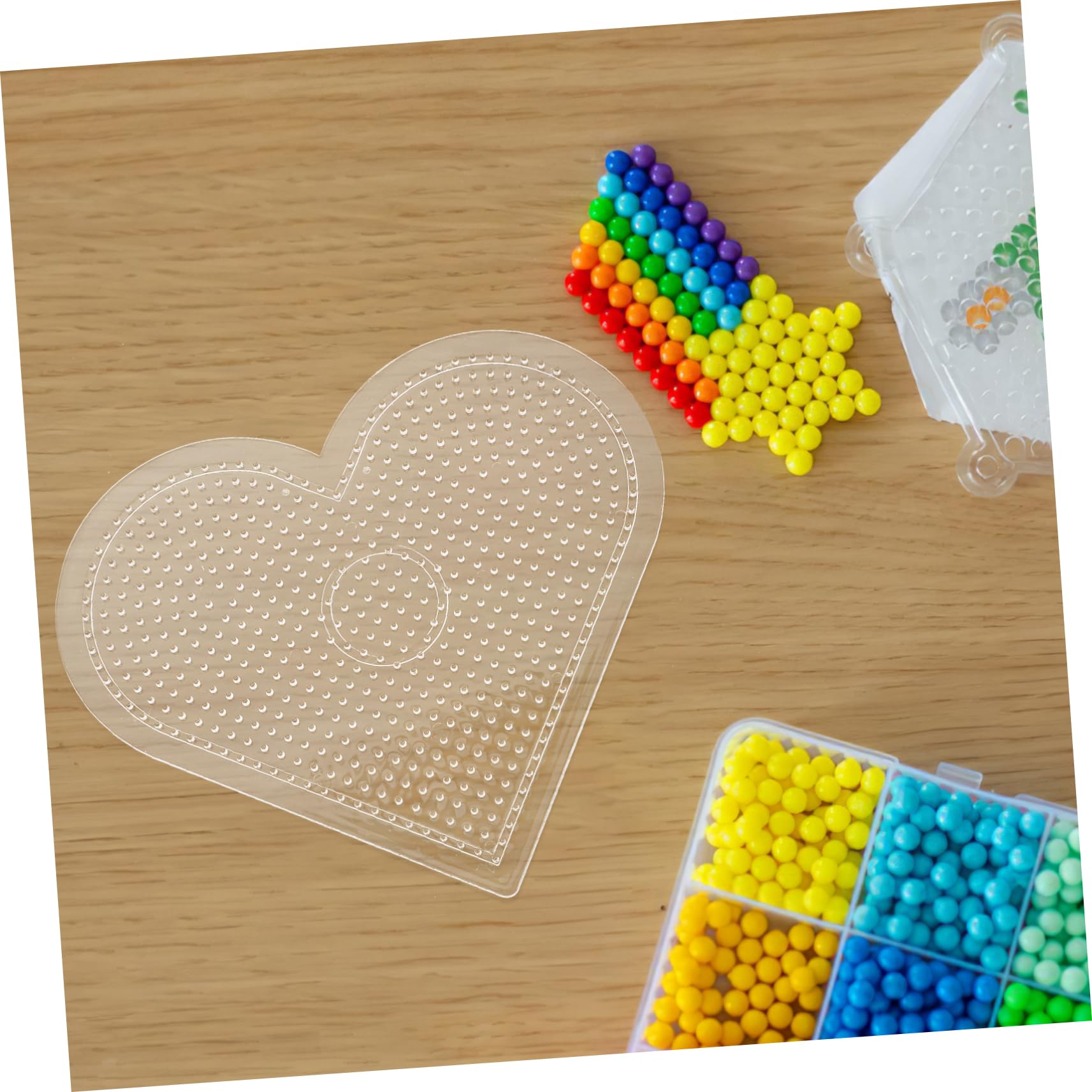 Toddmomy Lot de Plaques à Perles à Repasser Transparentes Assortiment Formes Carré Cœur Rond avec Clips pour Projets de Bricolage Créatifs et Perlage Bijoux