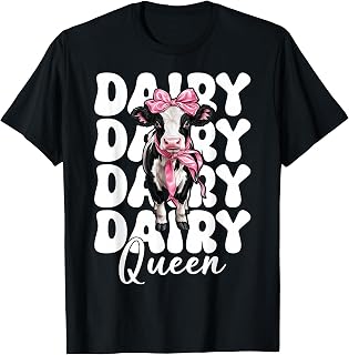 Dairy Queen Dairy Farmer Cow Dairy Farming Girl Mom Coquette T-Shirt