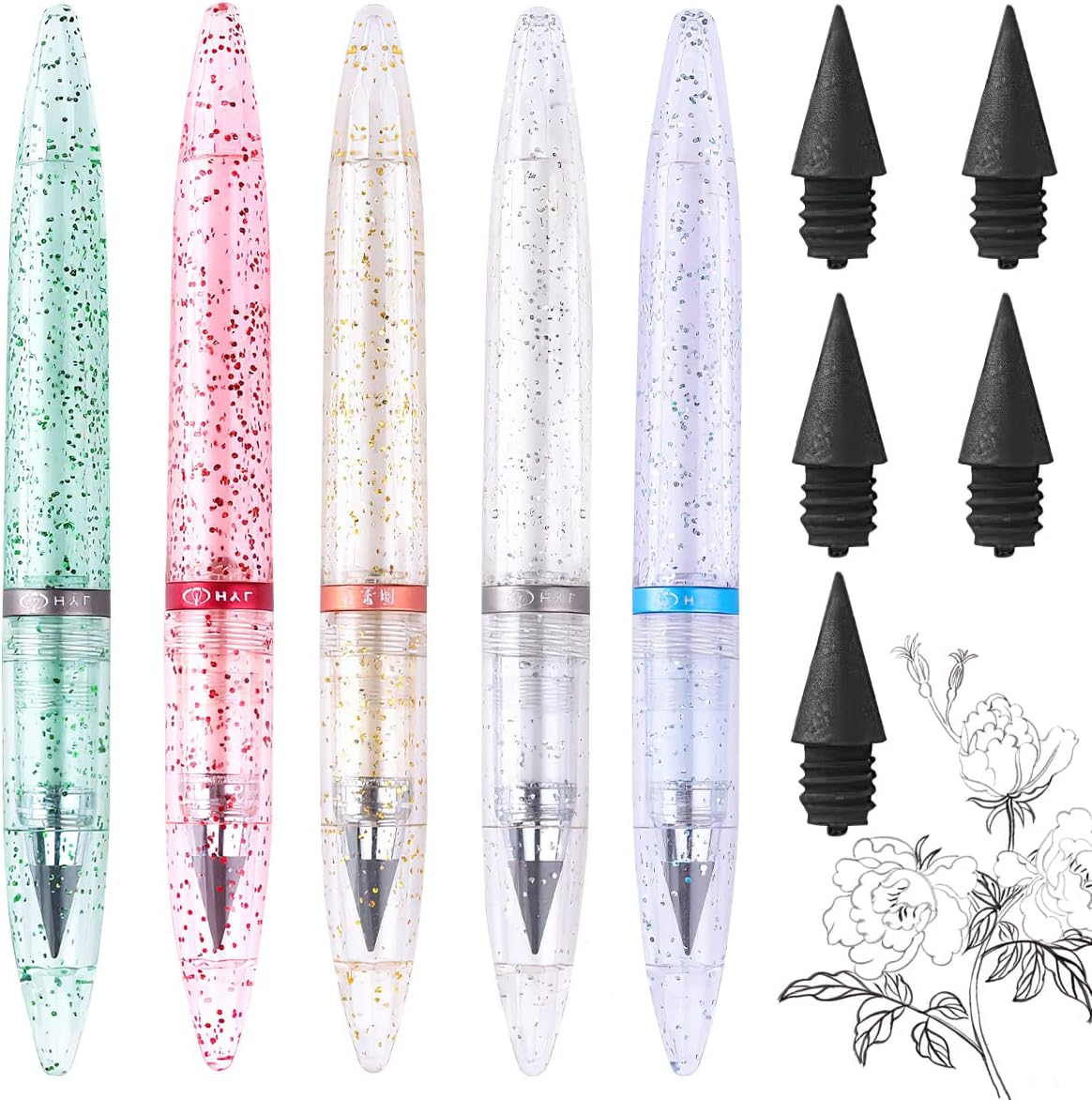 YISKY Tintenlose Bleistifte 12er Set - Ewige Bleistifte Mit Radiergummi