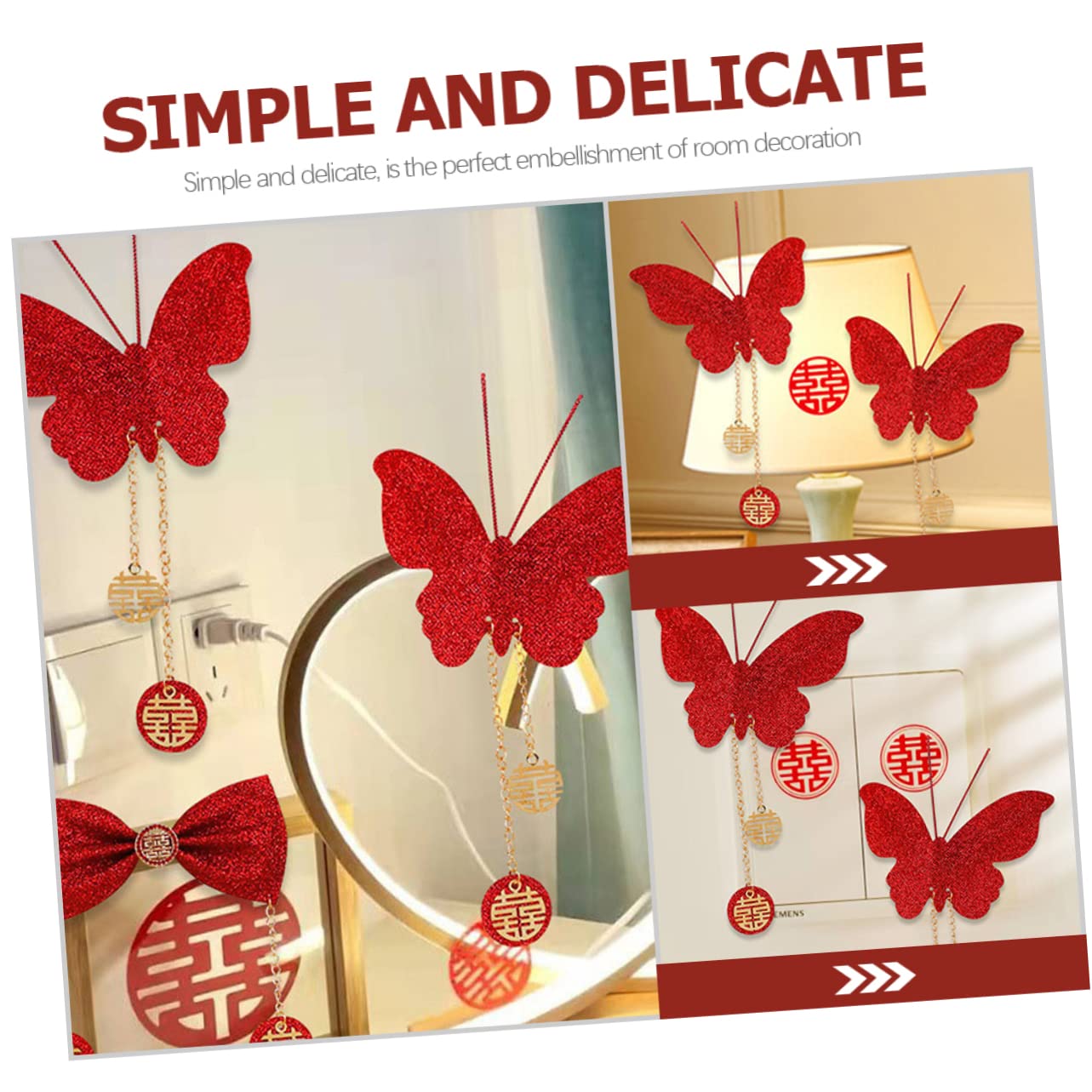 STOBAZA 20 Stk Schmetterlings-ornament Schmetterling Party Dekorationen Schmetterling Dekorationen Braut Aufkleber Hochzeitsdekorationen 3d Rot Festlich Krawatte Funkeln