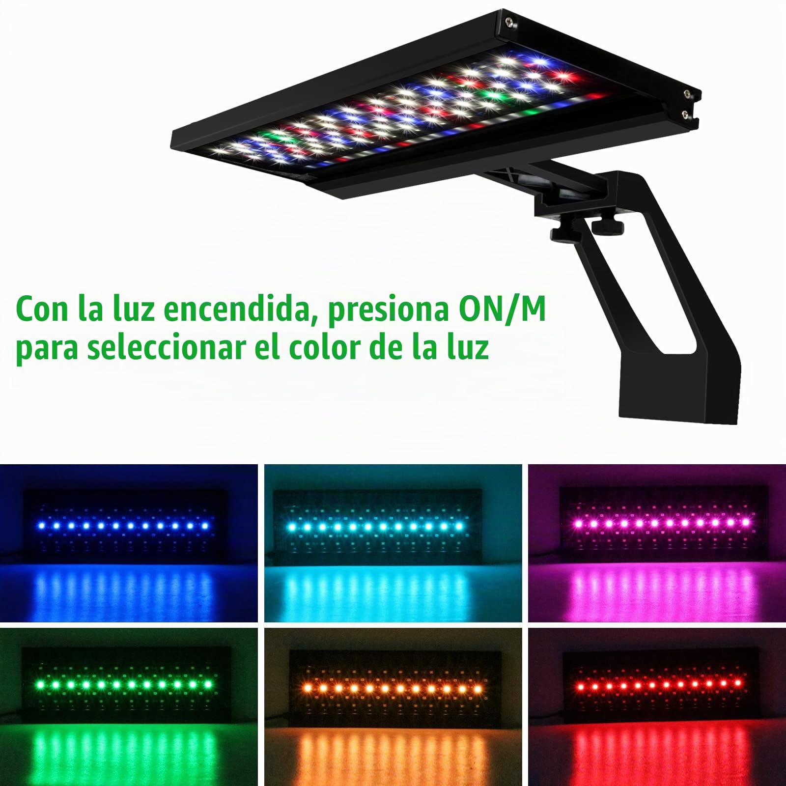 Luces para Acuarios, 14W LED de Acuario Peces Tanque Clip-on Lámpara, RGB Regulable 58LEDs con Temporizador para Plantas Acuáticas