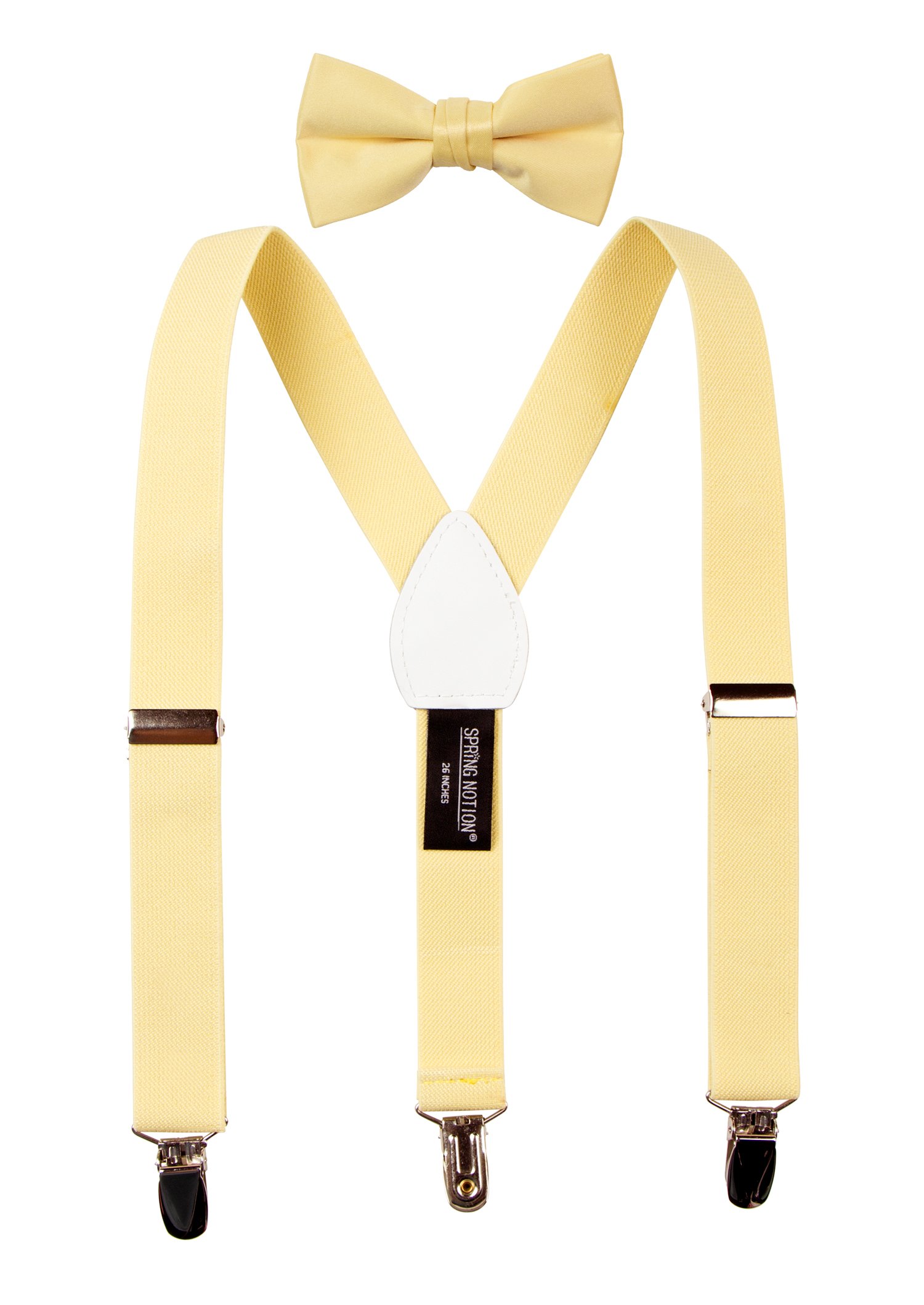 Spring Notion Boys' Suspenders and Solid Color Bowtie Set Yellow Medium