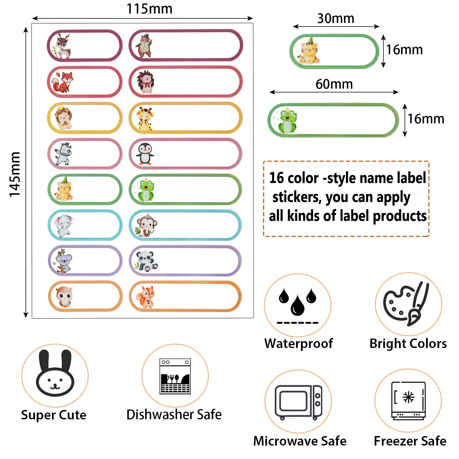 128 Pcs Baby Bottle Waterproof Labels, School Name Labels for Kids ...