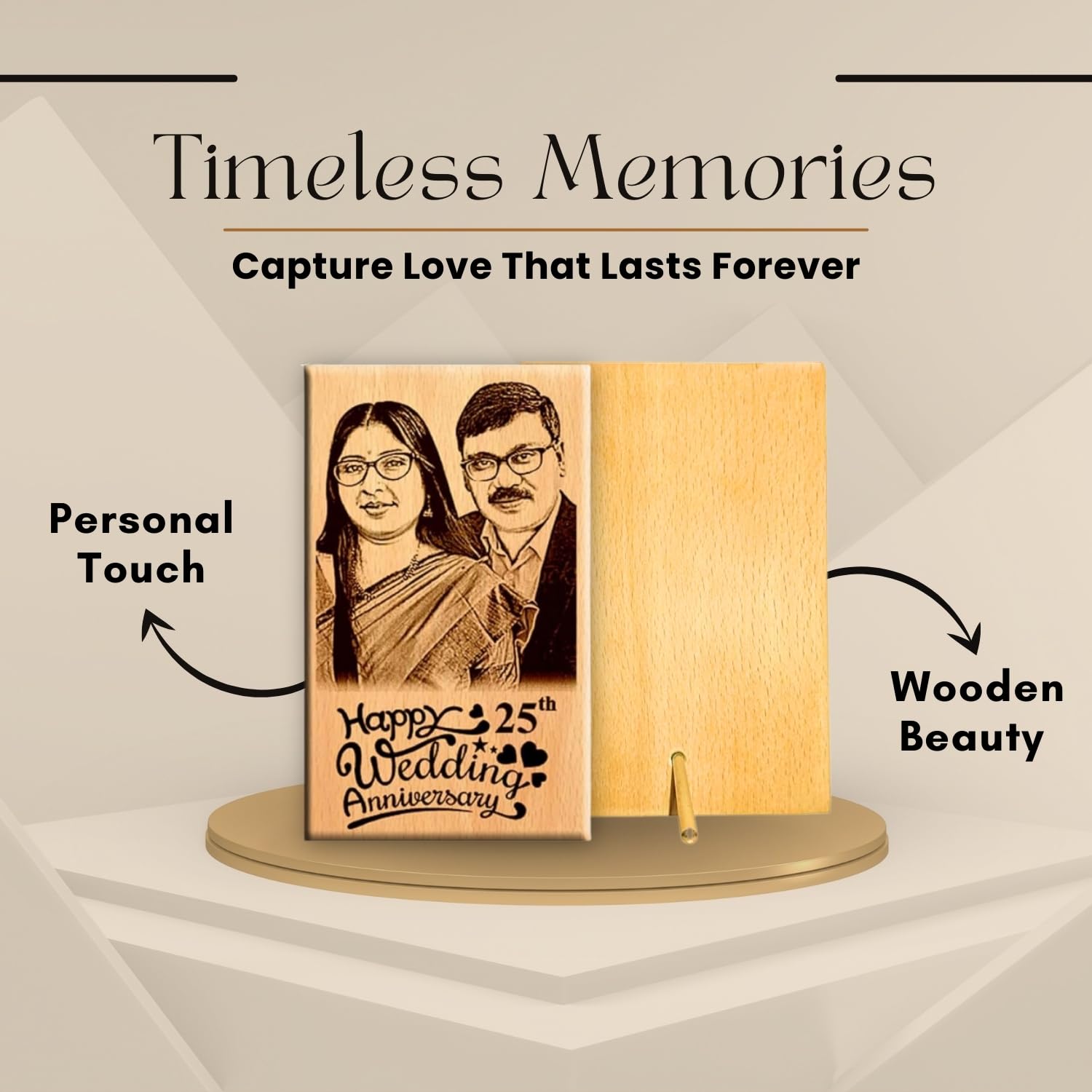 Giftanna Marriage Wedding Anniversary Gift Idea Personalized Engraved Photo Frame For Parents | Wife | Husband | Just Married - 6x4 3