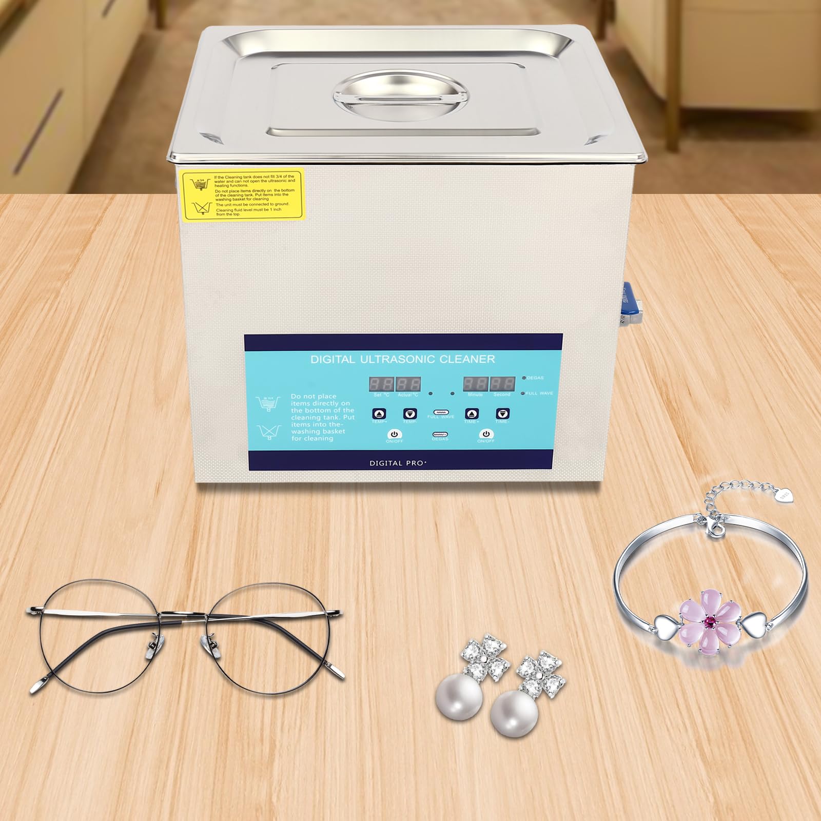 Ultraschallreiniger 10L mit Heizung & Degas-Funktion, 240W Ultraschallreinigungsgerät aus Edelstahl, 28/40KHz Dual-Frequenz, Digitales Ultraschallbad für Vergaser, Schmuck & Werkzeuge, Silber