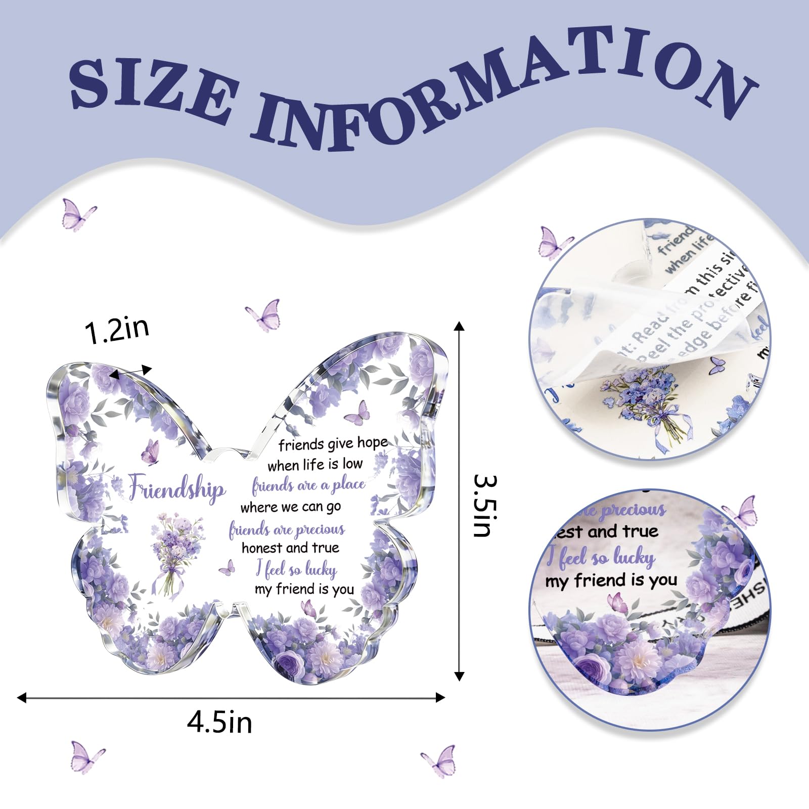 Friendship Gifts for Women Best Friend Birthday Gifts for Women Friendship Special Bestfriend Gift Ideas for Friend Female Besties Unique Butterfly Gift for Friends Female