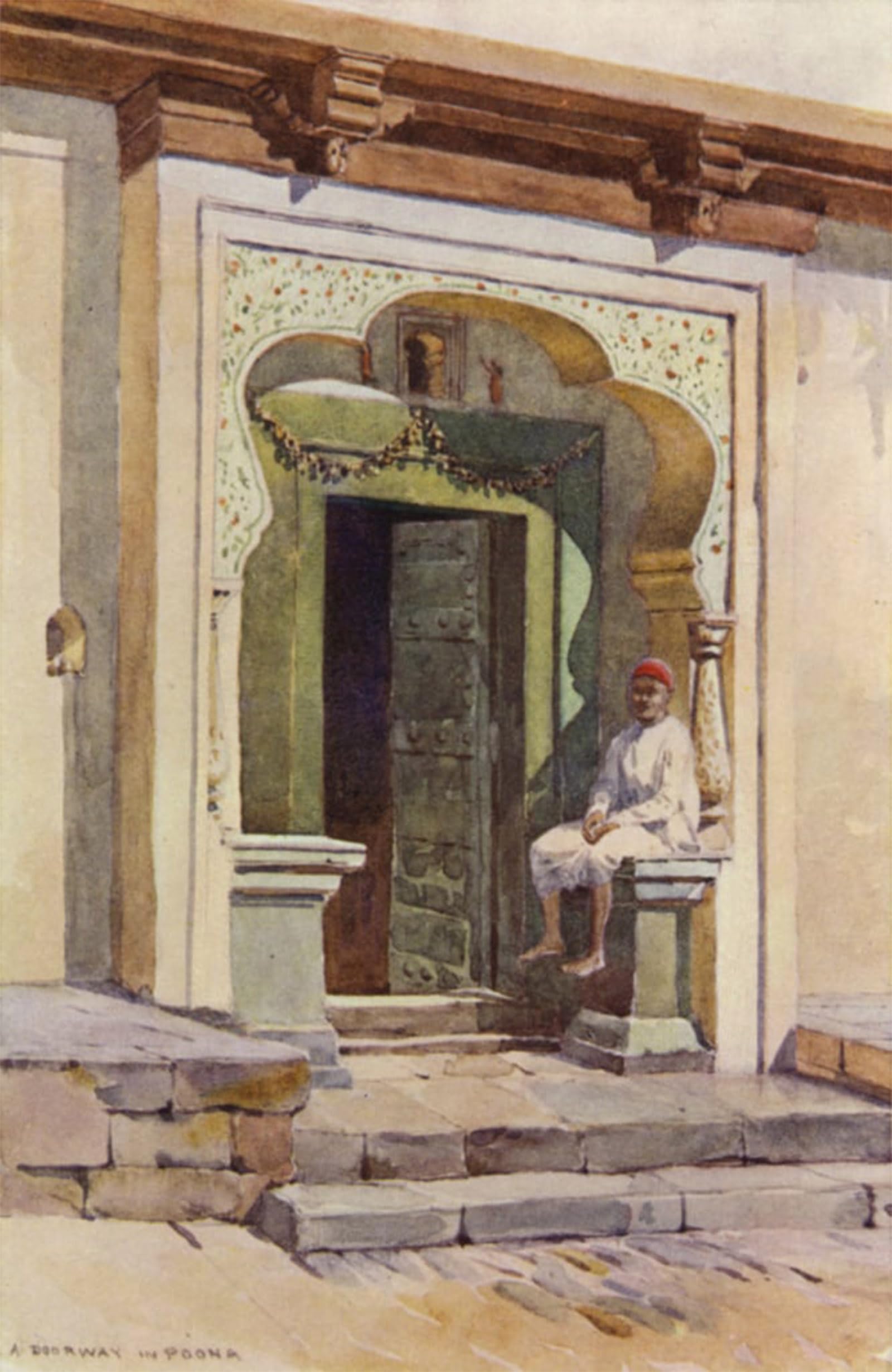 HRJUBWREE Famous Paintings Pictures Artwork Picture a Doorway Poona by Alexander Henry Hallam Murray Photo Wall Print for Home Decor 60x90cm