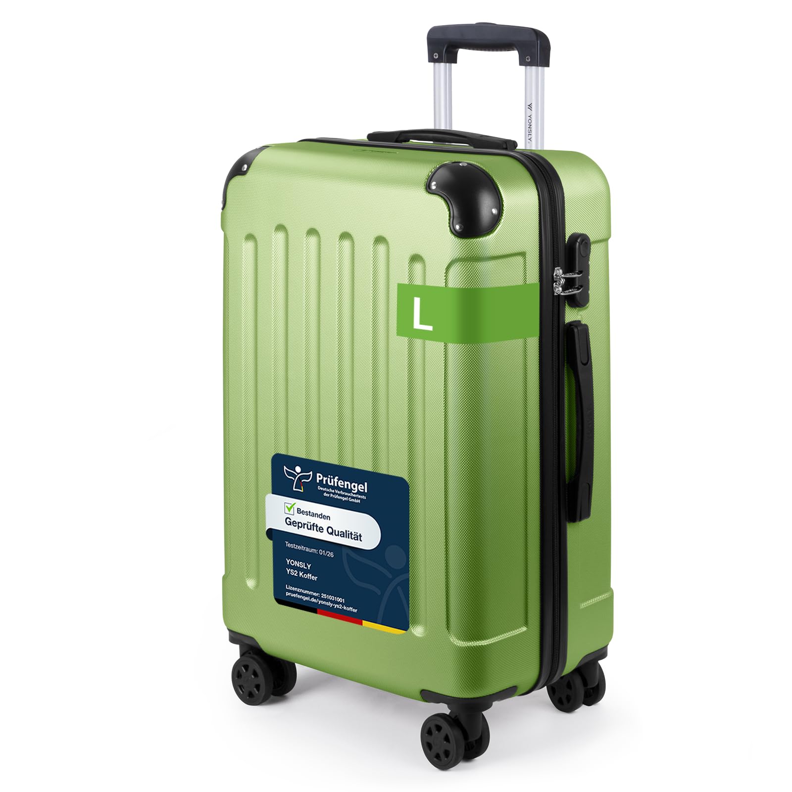 YONSLY Trolley Koffer Set, Reisekoffer, Rollkoffer Handgepäck, Kabinkoffer Suitcase, Gepäckset mit 360° Rollen, Hartschalenreisekoffer, Zahlenschloss, Gummigriff