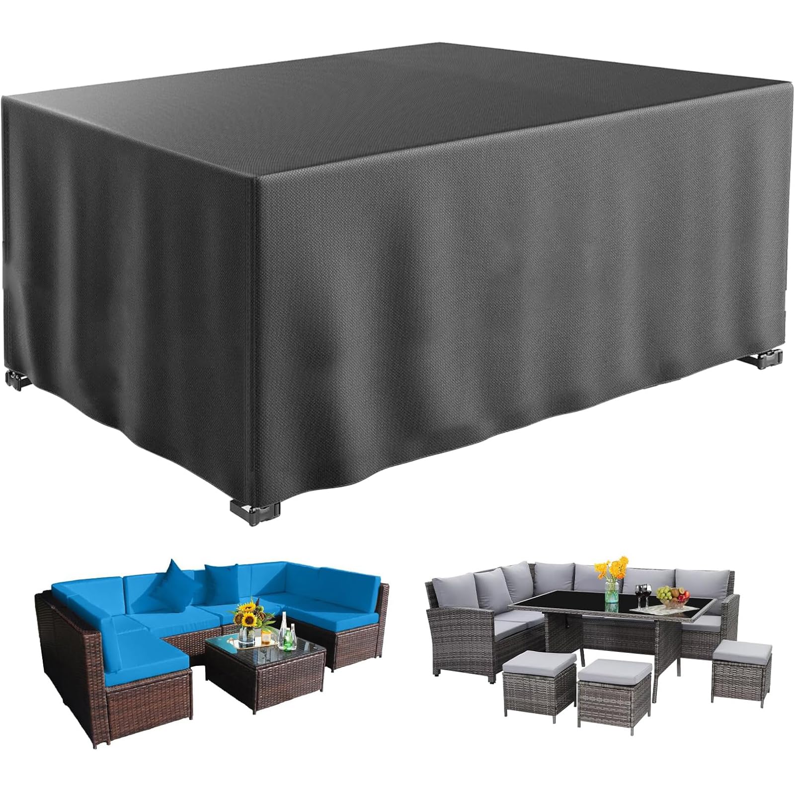 Housse de jardin imperméable haut de gamme en tissu Oxford robuste pour table et chaises