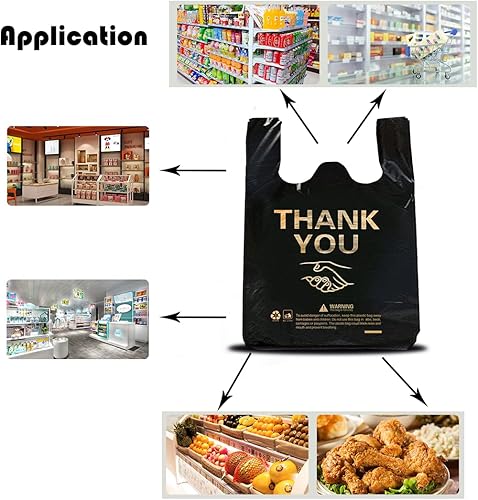 Miniatura 4 de Ysmile - 50 bolsas de plástico de agradecimiento para tienda minorista compras mercancías bolsa desechable Togo a granel de 12 x 19 pulgadas color