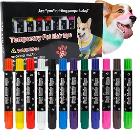 Tintura de pelos de animais de estimação para cães | Marcador de cor para filhotes - Kit de marcadores de tintura de cabelo para cães com tons vibrantes para festas à fantasia, cores criativas
