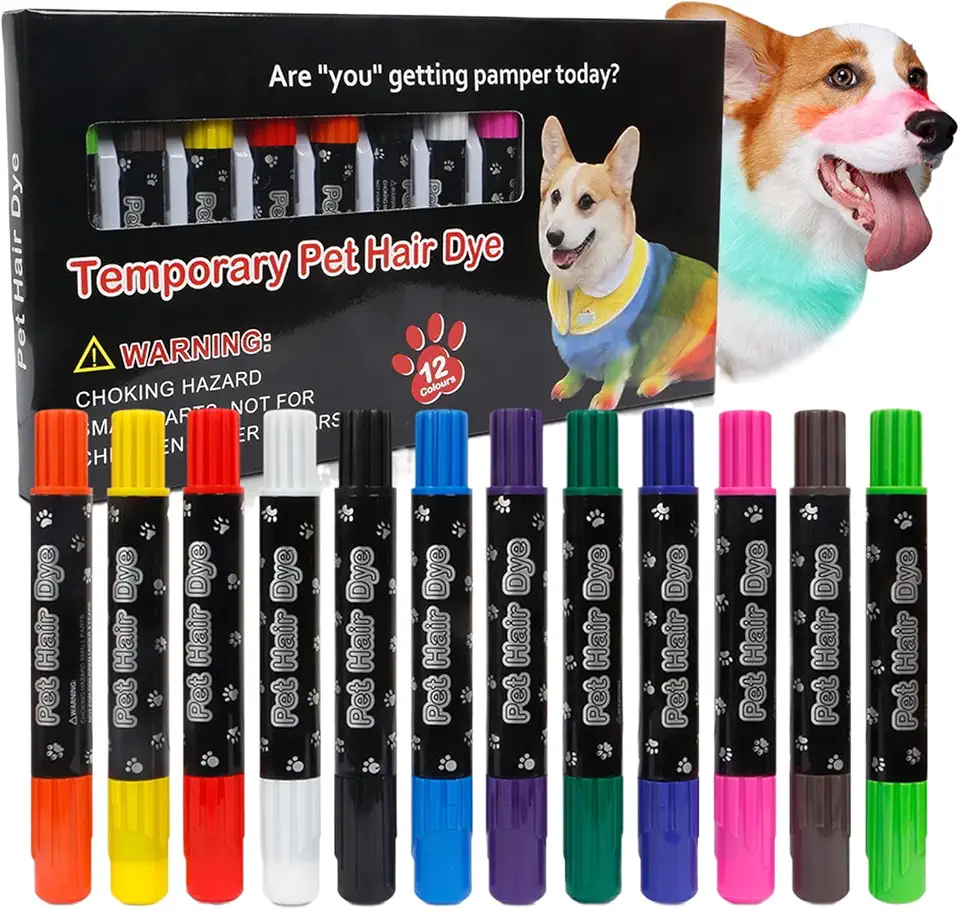 Tintura de pelos de animais de estimação para cães | Marcador de cor para filhotes - Kit de marcadores de tintura de cabelo para cães com tons vibrantes para festas à fantasia, cores criativas