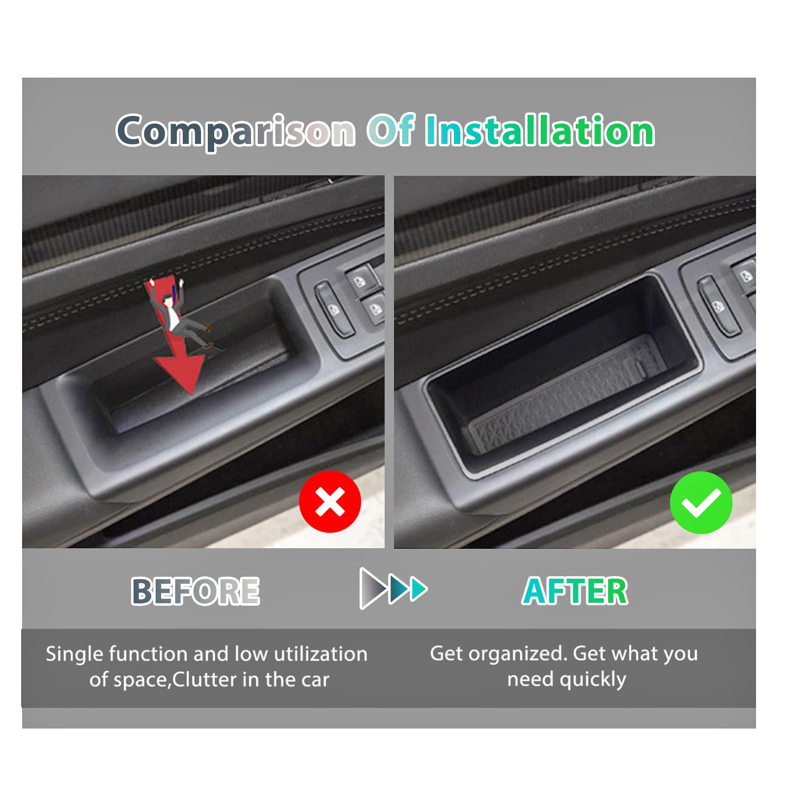 GAFAT Compatibile con VW Golf 8 8.5 MK8 GTI GTE GTD R Variant Alltrack 2020-2025 2026 Vano Portaoggetti Console Centrale, Contenitore Organizer per Maniglia della Porta, Golf 8 Accessori (4 Pezzi)