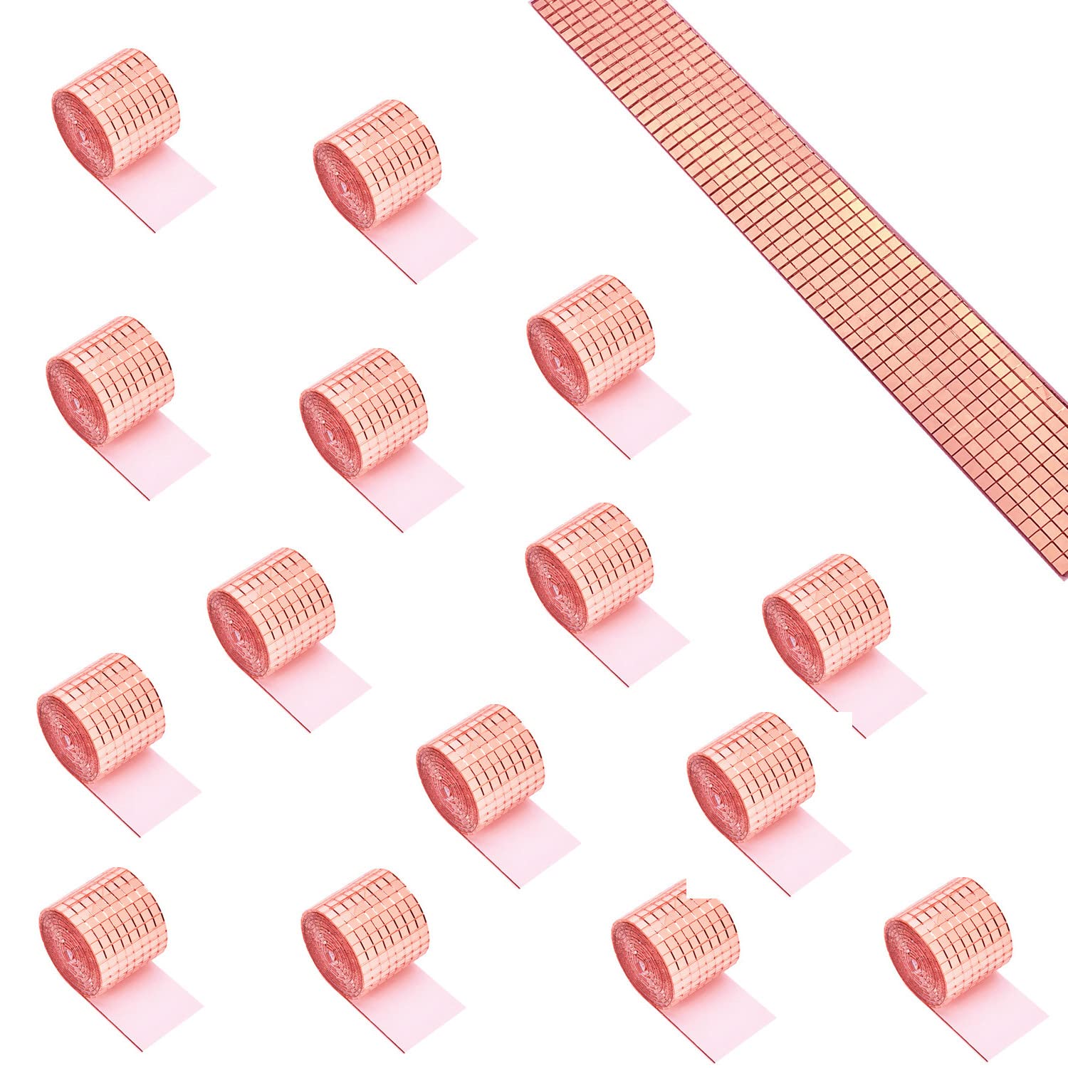Mesoar Rose Gold 7200Pcs Mirrors Mosaic Tiles Disco Ball Mirror Tiles Self-Adhesive Real Square Glass Mirror Diy Tiles For Craft Diy,Silver ,15 Sheets (Rose Gold)