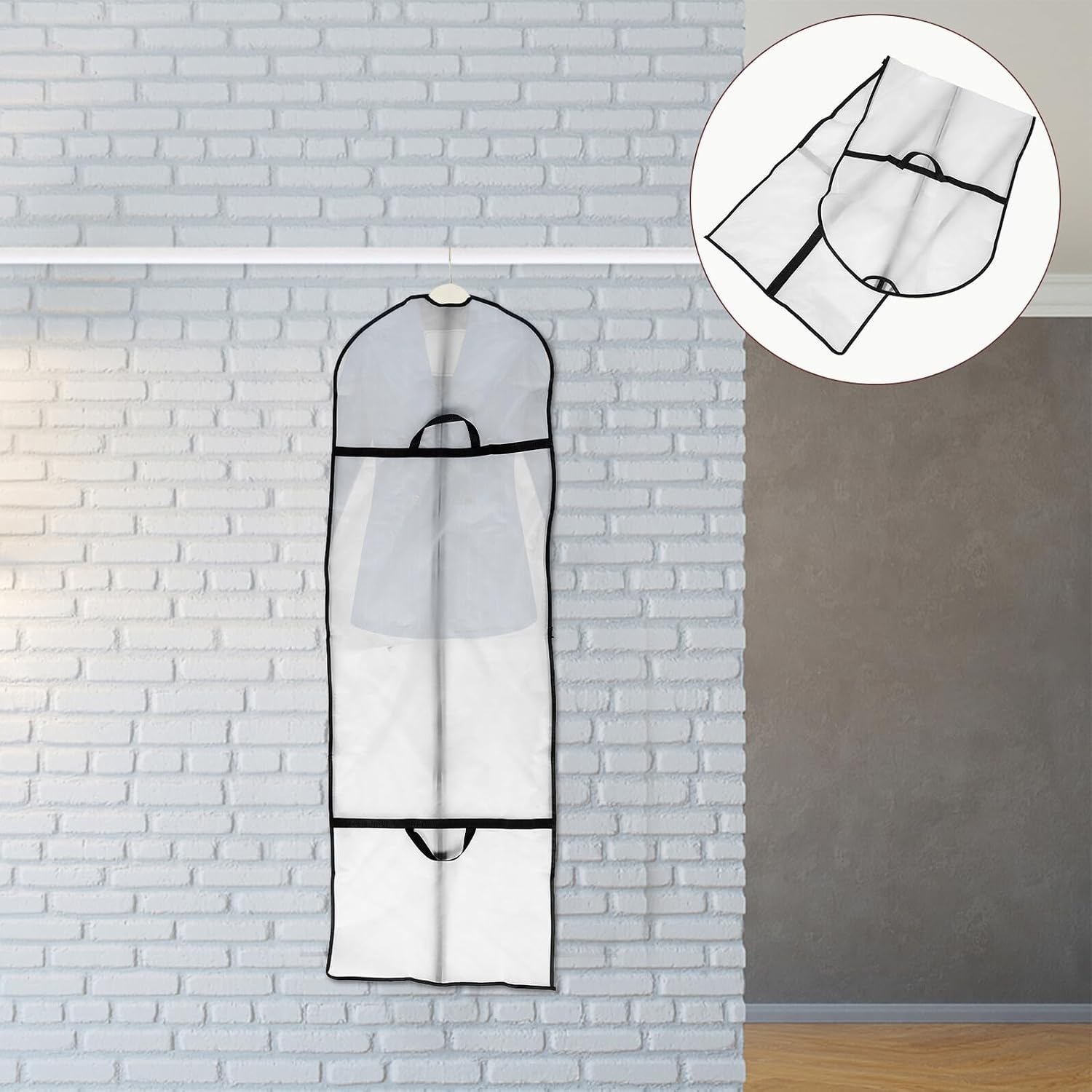 Beavorty 2pcs White Garment Storage Bags Dustproof Foldable Plastic Clothes Covers for Suits Wedding Dresses Reusable Protective Hanging Garment Rack Covers for Closet Organization