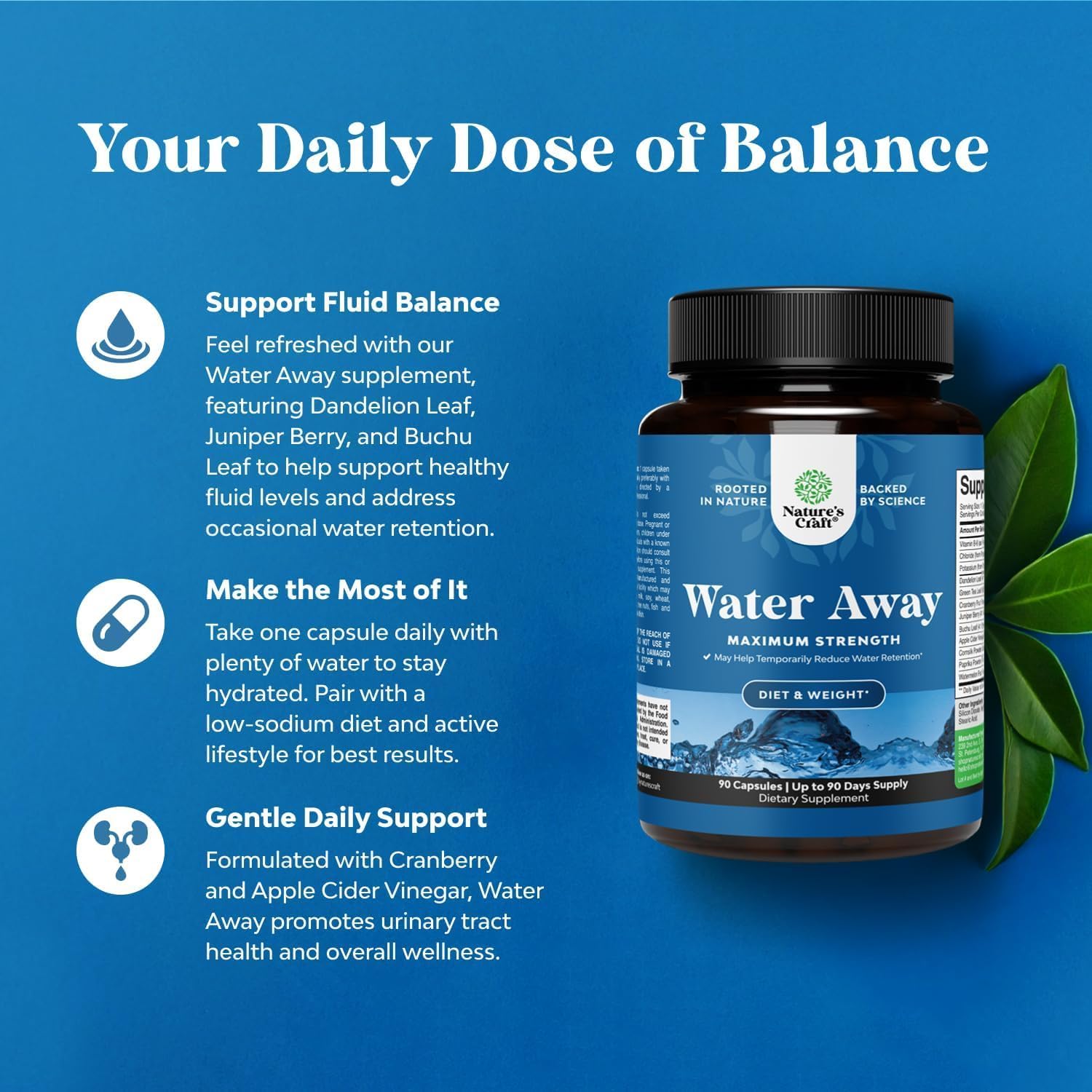 Water Away Water Pills For Swollen Legs and Feet - Diuretic Pills - 90ct — Amazon image 2