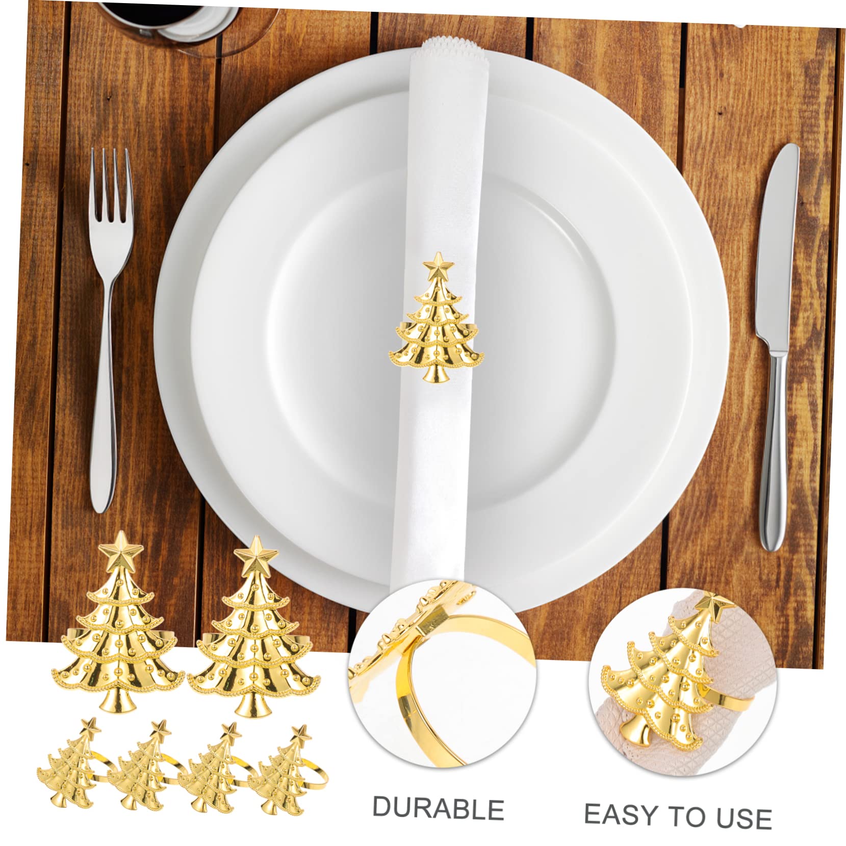 Cabilock 18 Pcs Boucle de Serviette Sapin de Noël Boucles de Serviette de Noël la Bougie de Noël Christmas Tree Xmas Tree Ronds de Serviette délicats décors de fête de Noël