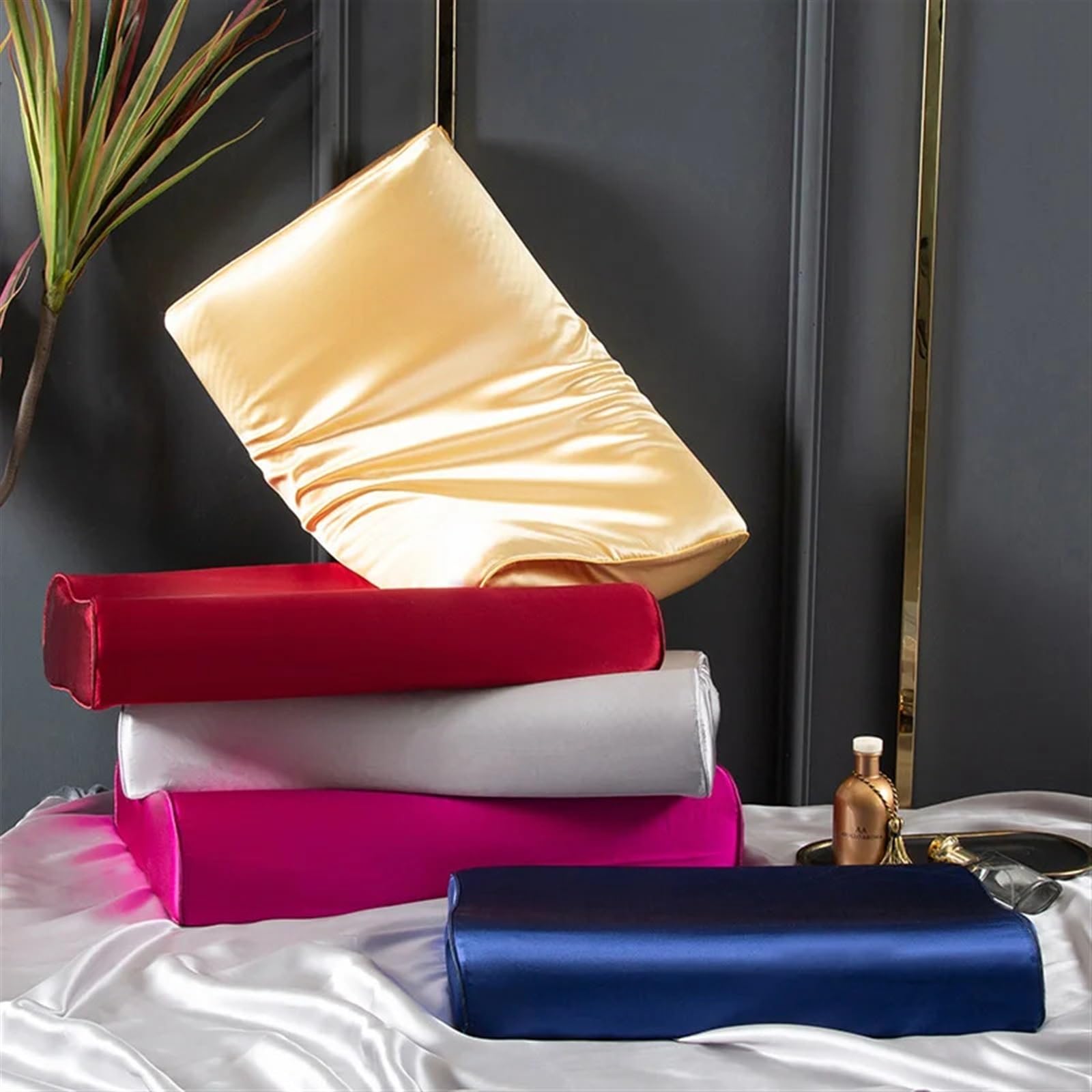 Funda de almohada de seda de 22 mommes, funda de almohada de seda de morera para almohada de látex y espuma viscoelástica, protección masiva para la piel del cabello, funda decorativa de satén (rosa