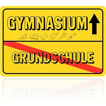 Gymnasium School Place Sign 1 Piece with Primary School Graduation Motif Yellow Door Sign 30 x 20 cm for School Change Secondary School Room Decoration Party Table Decoration as a Gift for Start