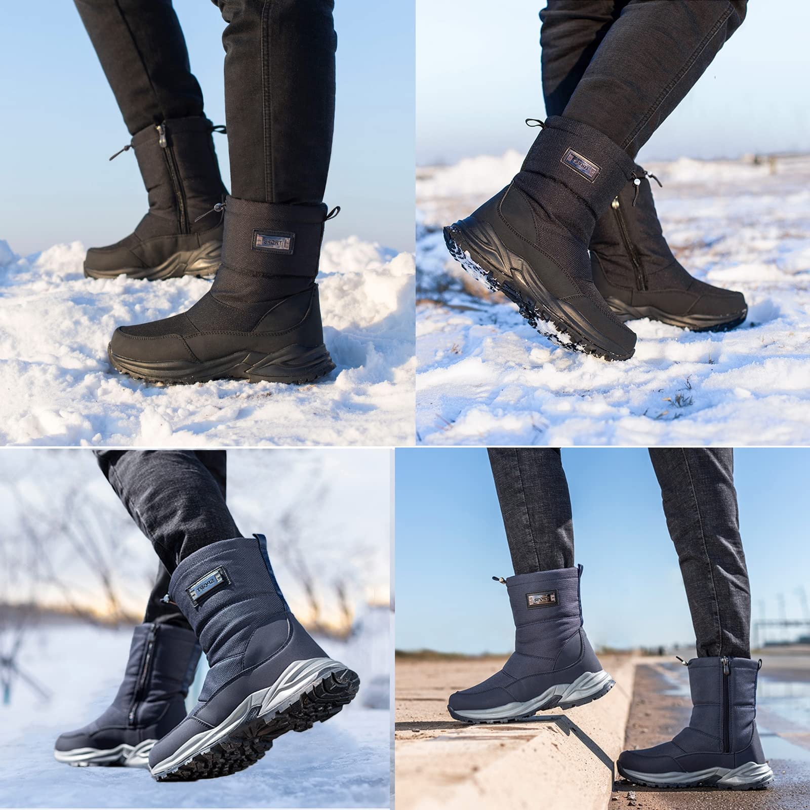 Bottes de Neige pour Hommes Chaussures d'hiver Hommes Femmes Bottes d'hiver imperméables Chaussons doublés Chauds Chaussures de randonnée Chaussures de Trekking antidérapantes Bottes