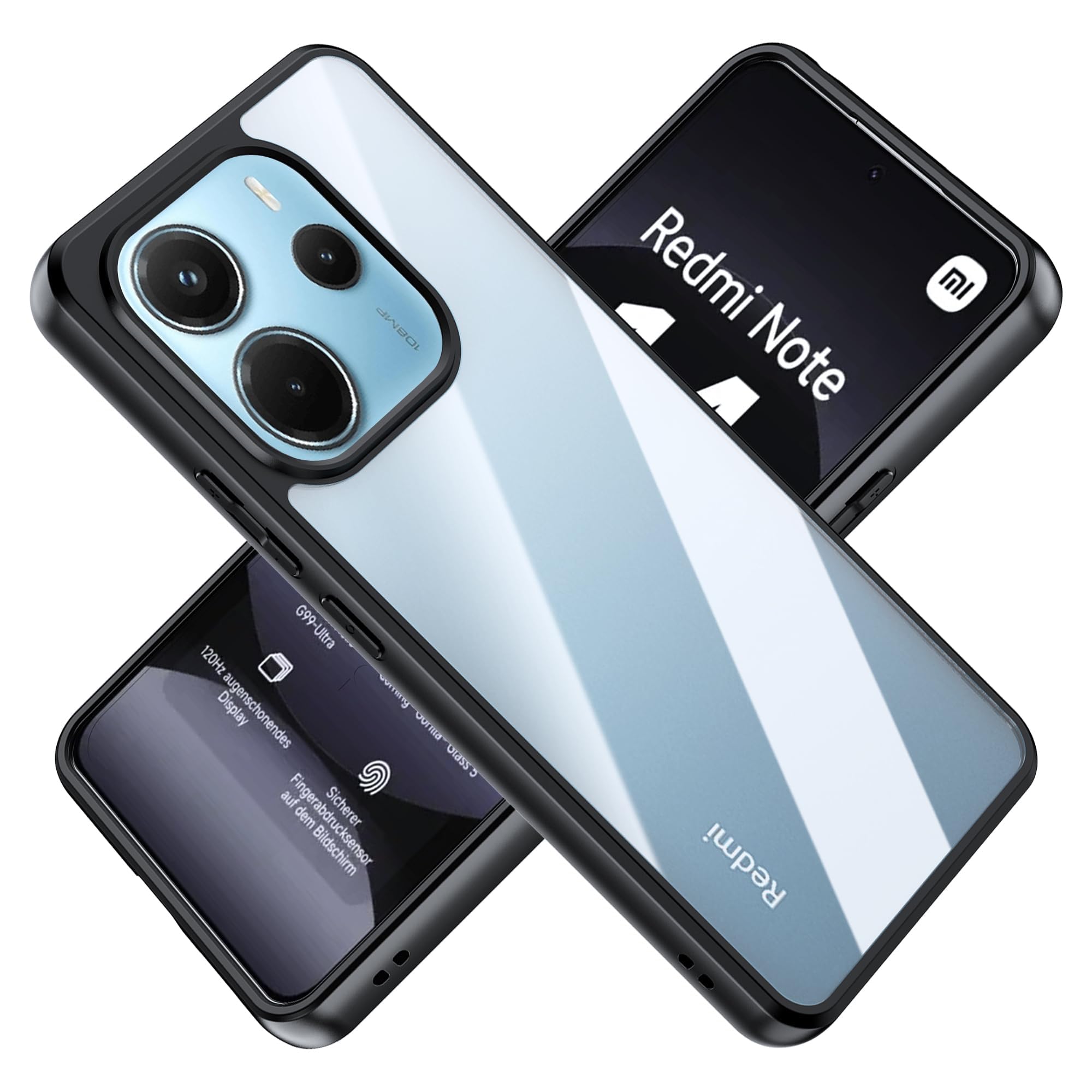Dl3 Mobilak Case For Xiaomi Redmi Note 14 4G (Not 5G), Crystal Clear Case [Not Yellowing] [Military Grade Drop Protection] Shockproof Protective Transparent Protective Slim Cover - Black