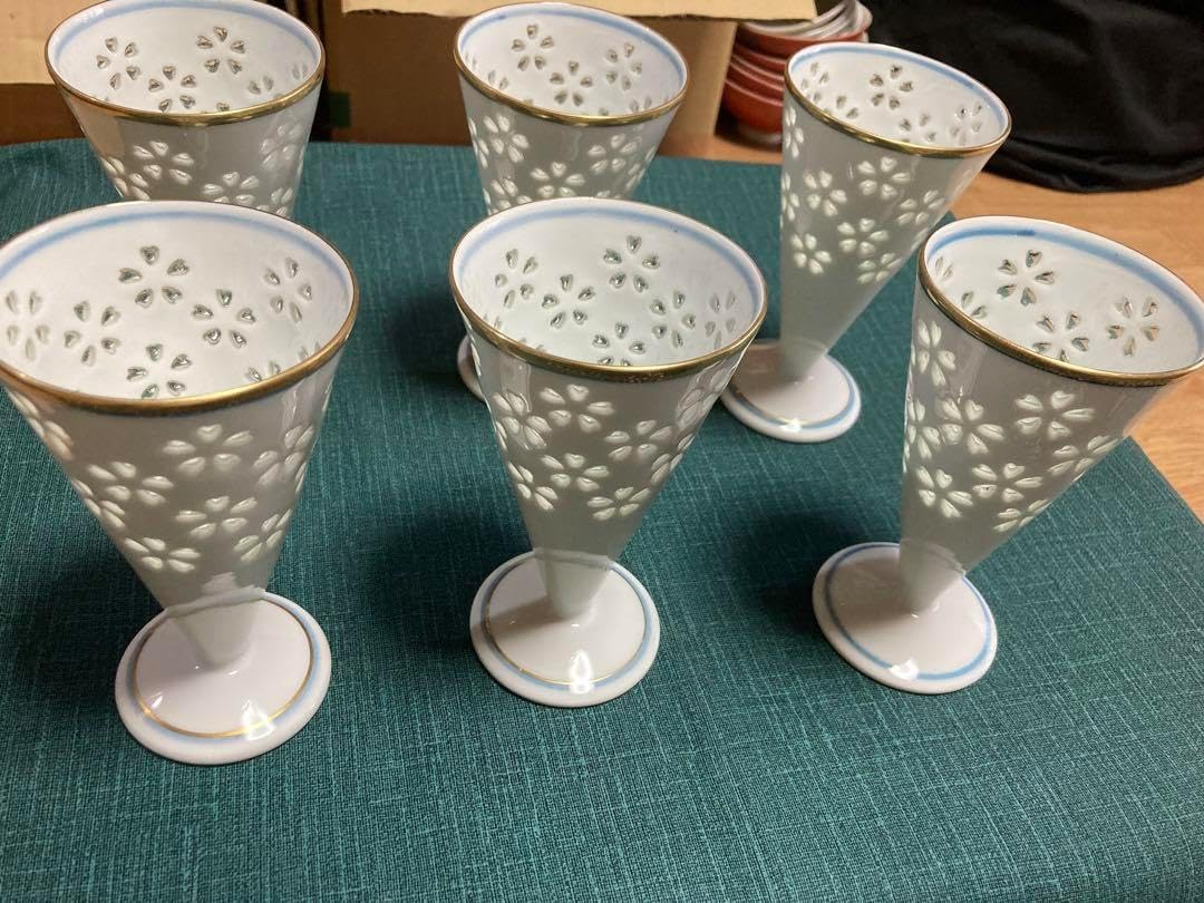 未使用 波佐見焼 丹心窯 水晶花詰 ピルスナーカップ6個 料亭 レストラン 波佐見焼 丹心窯 水晶花詰 ピルスナーカップ6個 料亭 レストラン 水晶花詰