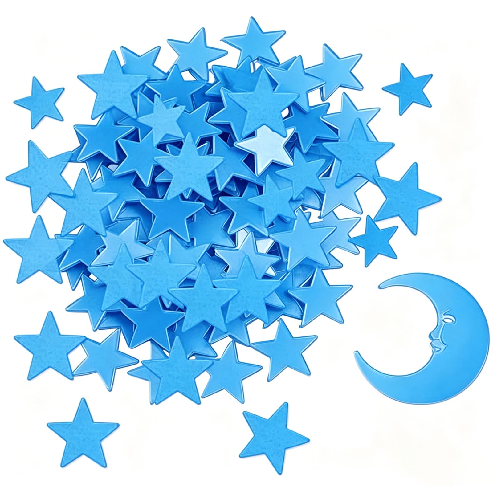 Glow in the Dark Stars and Moon, Blue, 201 Pcs