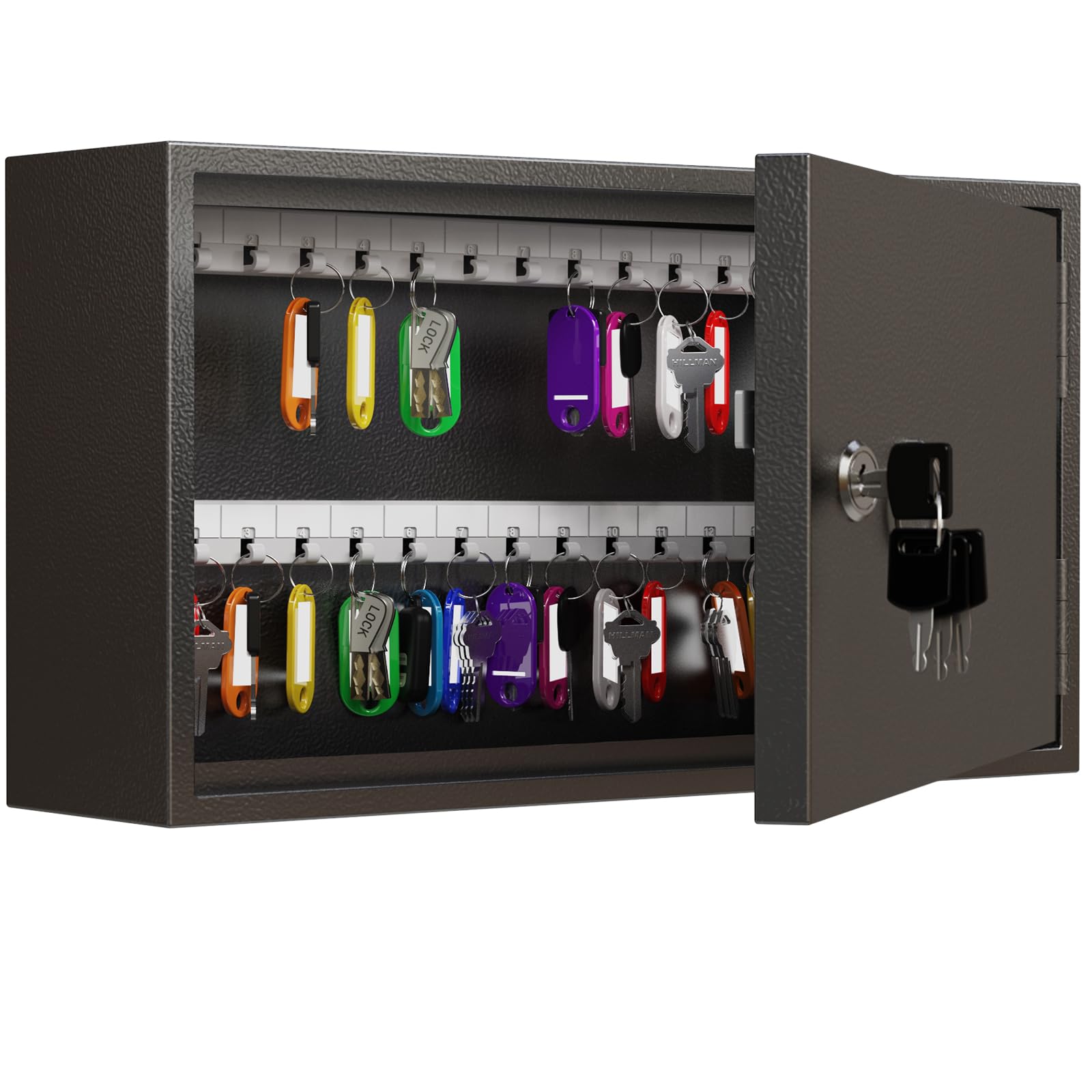 WeHere 60-Keys Key Lock Box, Key Cabinet with Key Tags,Wall Mount Key Box