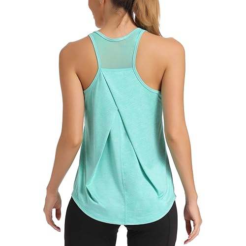 Aeuui Womens Workout Tops for Women Racerback Tank Tops Mesh Yoga Shirts Athletic Running Tank Tops Sleeveless Gym Clothes