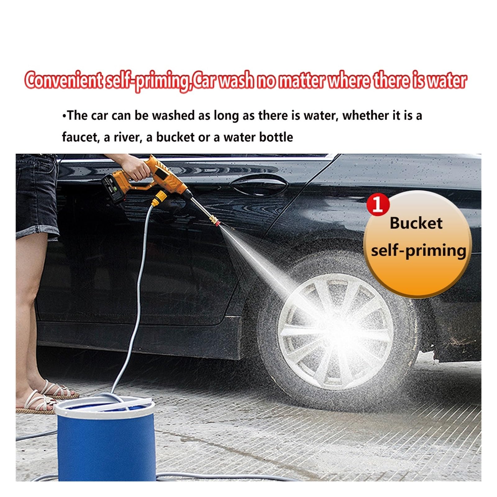 Pulitore For Pistola For Auto Ad Acqua A Spruzzo Automatico Con Batteria Al Litio Ricaricabile For Rondella For Alta Pressione Senza Fili For Da 18V Potente Getto A Pressione
