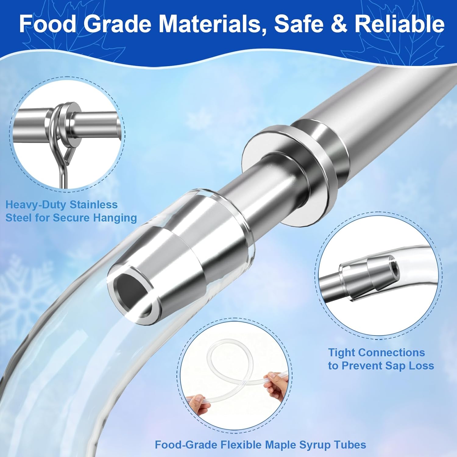 Maple Syrup Tapping Kit, (6 Set) Maple Tree Tapping Kit with Stainless Steel Maple Syrup Taps, Hooks, 3FT Food Grade Sap Tubes, Maple Syrup Filter, Tree Sap Tapping Kit for Maple Syrup Making Supplies