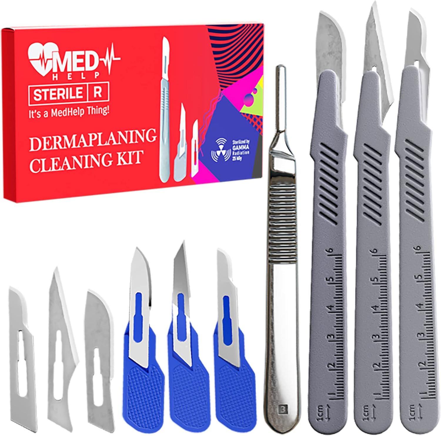 Dermaplaning Kit Professional - Dermaplane Blades for Esthetician, Disposable Surgical Scalpel Blades #10, #11, #15, Scalpel Handle 3, Scalpel Blade Remover