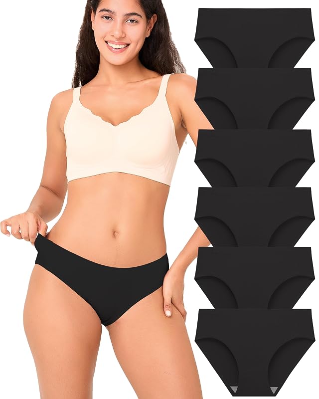 BAMBOO COOL Womens No Show Bikini Seamless Underwear for Women Low Waisted Non-marking Stretch Panties Full Coverage 6
