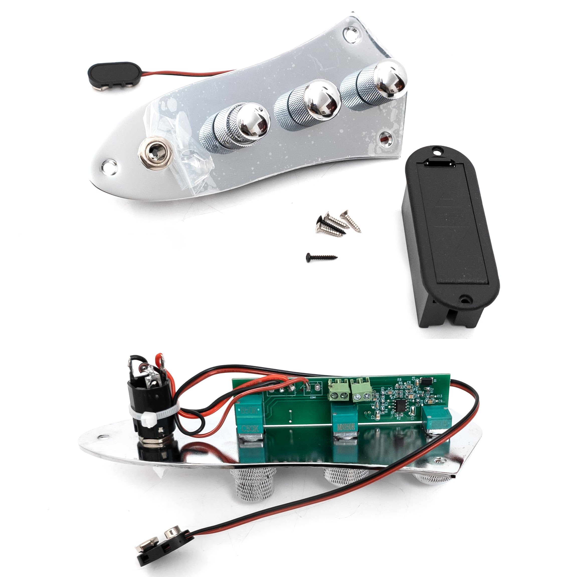 Placa de control precableada, placa de control cargada, arnés de cableado, kit de actualización de preamplificador de graves conmutable activo/pasivo para Fender Jazz Bass piezas de repuesto para bajo