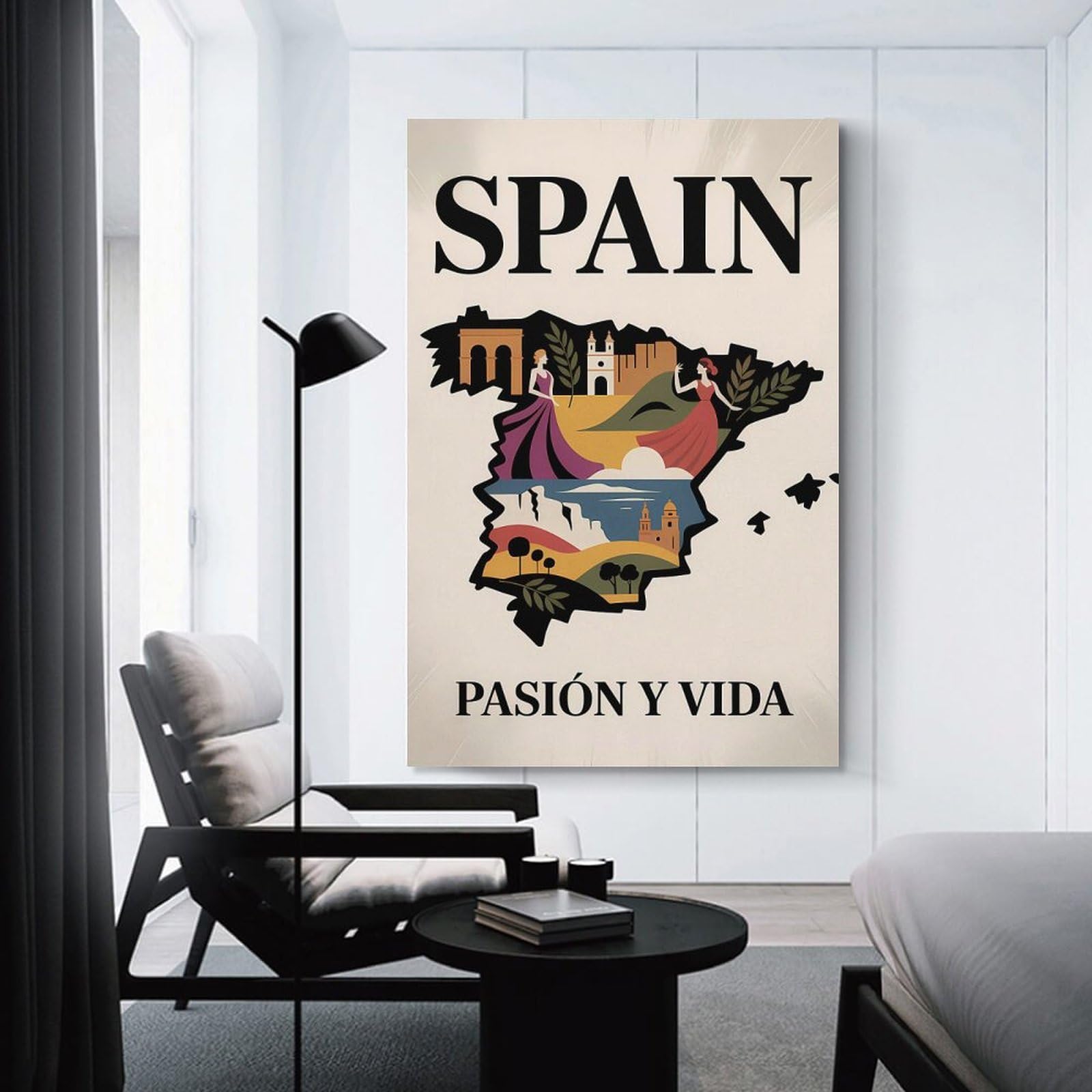 Junmoney Wall Picture Print Spain Pasión Y Vida Travel, 16x24inch(40x60cm), for Living Room, Lounge Or Sitting Room, A Home Accent with Warm Character