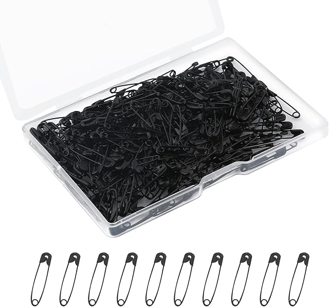 250pcs Safety Pins with Clear Case, 19mm Assorted Safety Pins Small Black Pin Nickel Plated Stainless Steel Safety Pins for Clothes Sewing Handicrafts Jewelry DIY