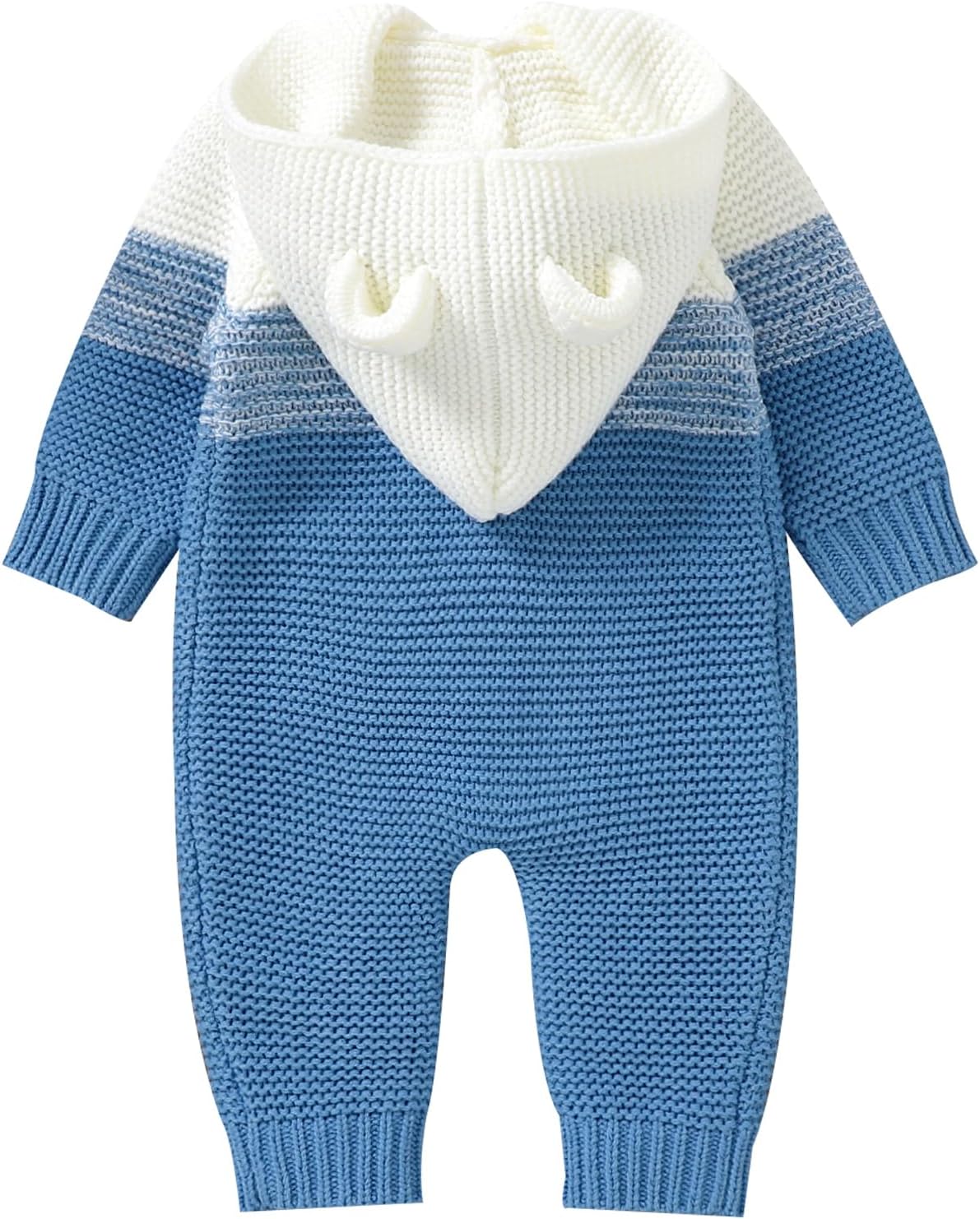 OBEEII Newborn Knitted Outfits Baby Girls Boys Cable Knitted Sweater Romper with Hooded 3D Bear Ear Winter Outerwear