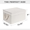 Juego de 3 contenedores de tela para organización, plegables y apilables con tapa y asas de cuerda, cubos de almacenamiento plegables ligeros con base resistente, marfil 5