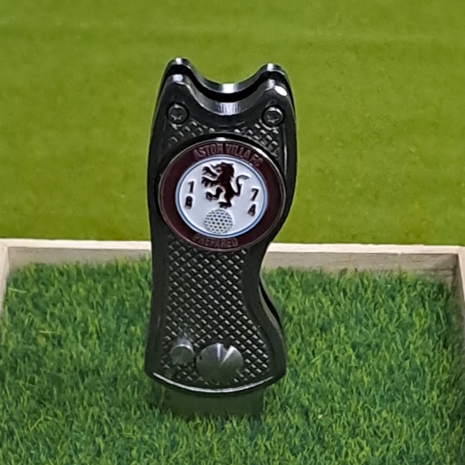 Villa Ball Marker with Golf Divot Repair Tool - Gift Combo. Pitch Mark Tool has Pop-up Button & Foldable Tines to Protect Pockets. Lightweight, Portable. (Grey)
